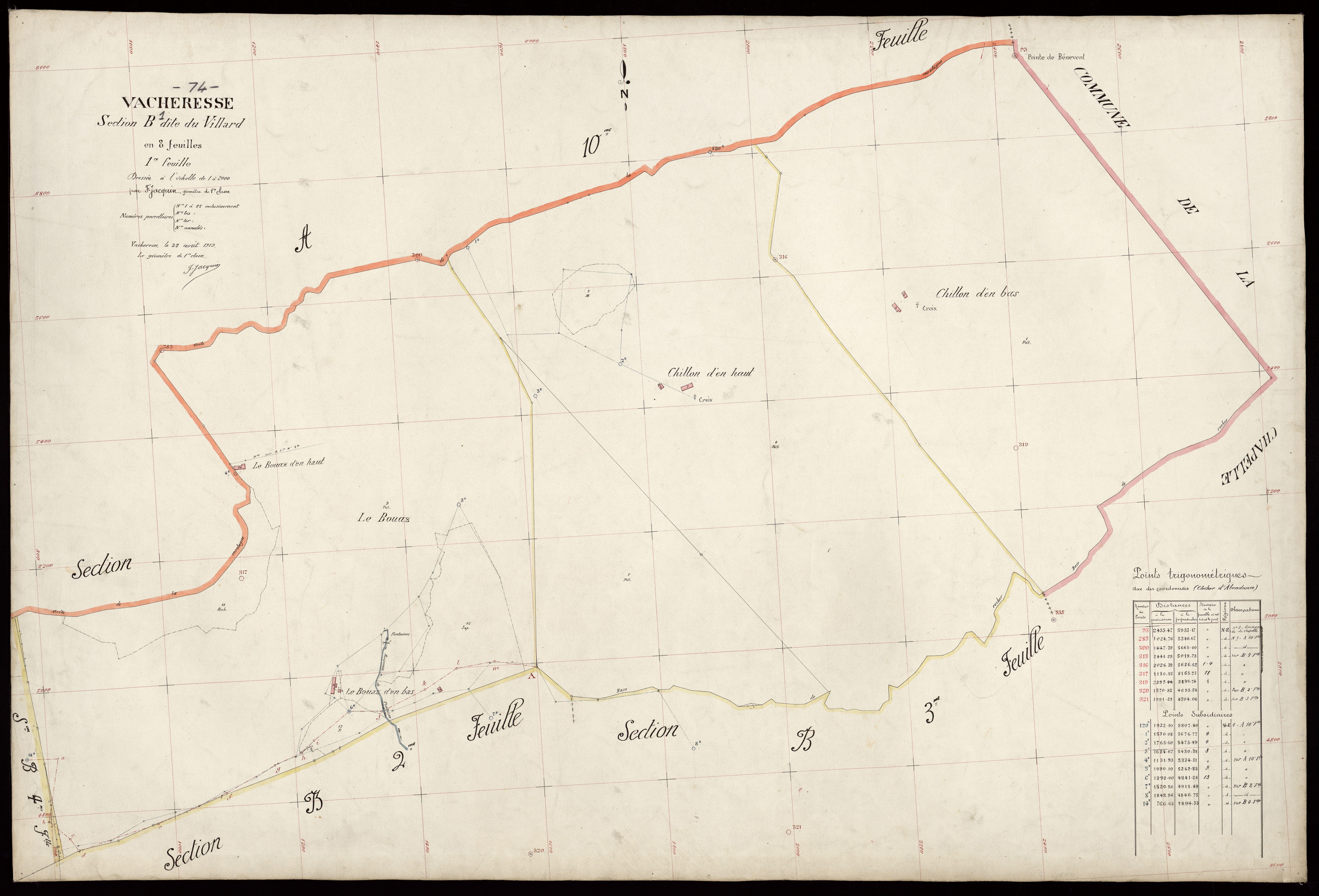 3 P 3 8874 - Feuille n° 2, parcelles n° 16 à 279 - 25 août 1919