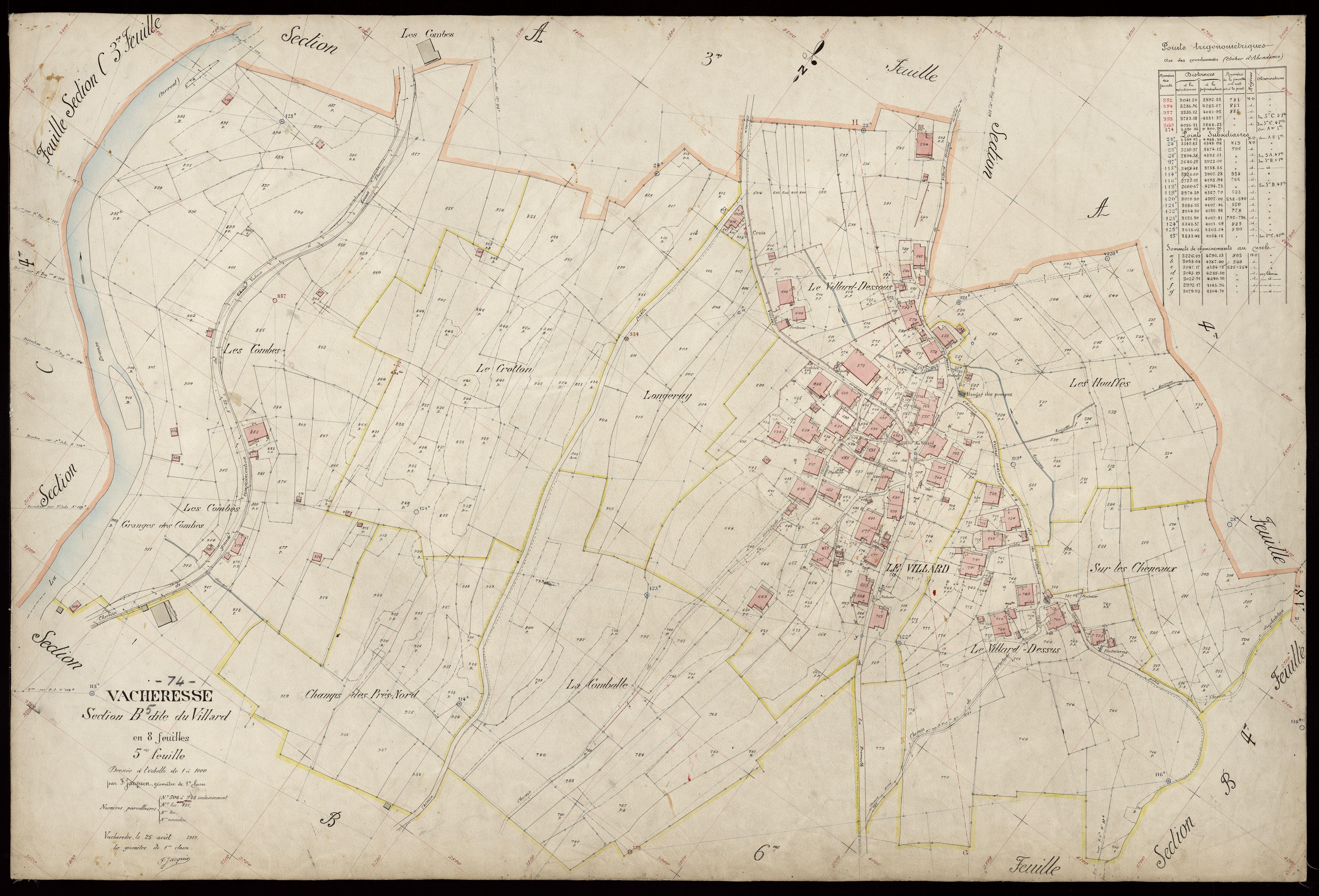 3 P 3 8878 - Feuille n° 6, parcelles n° 939 à 1218 - 25 août 1919