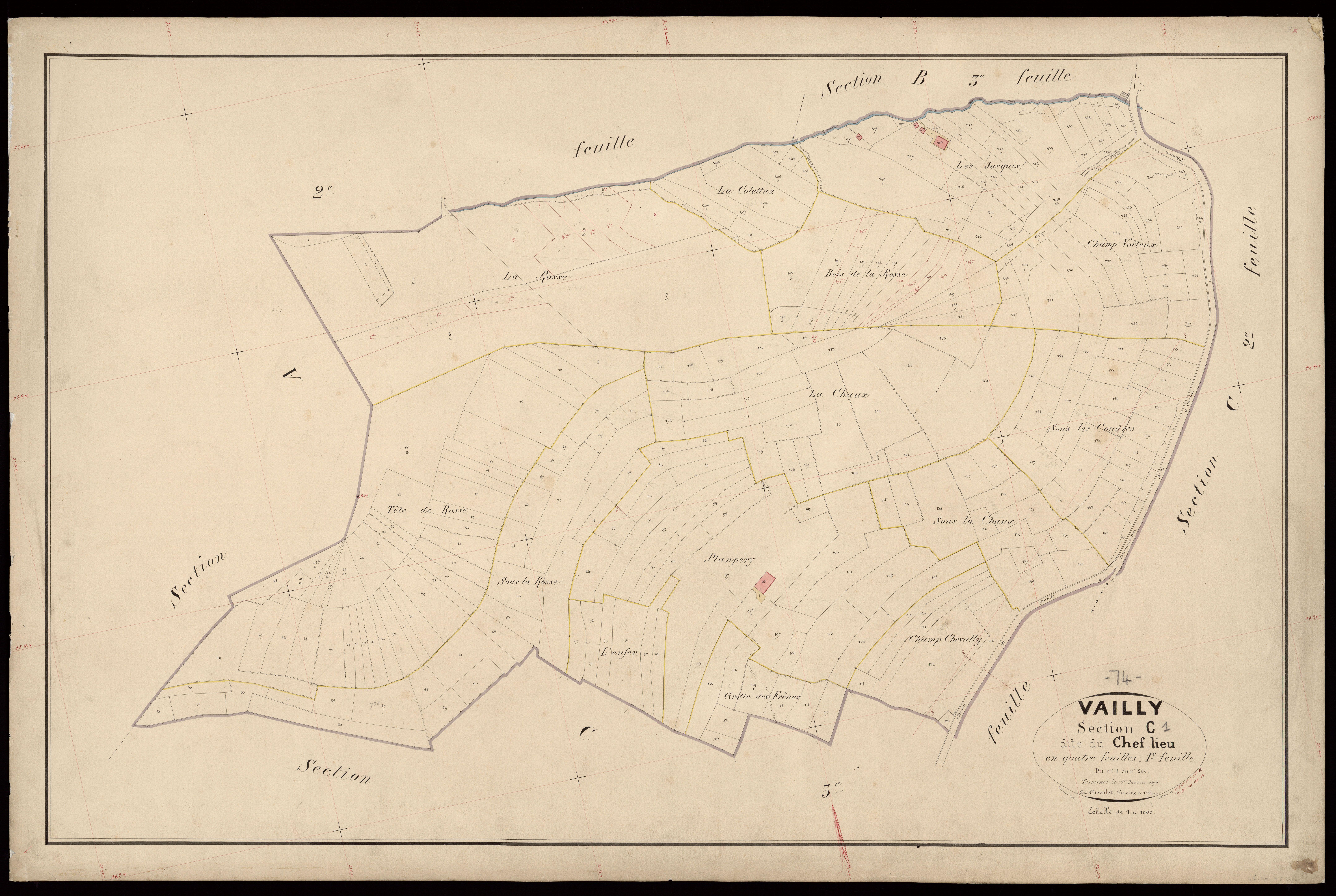 3 P 3 8897 - Feuille n° 2, parcelles n° 267 à 559 - 1er décembre 1873