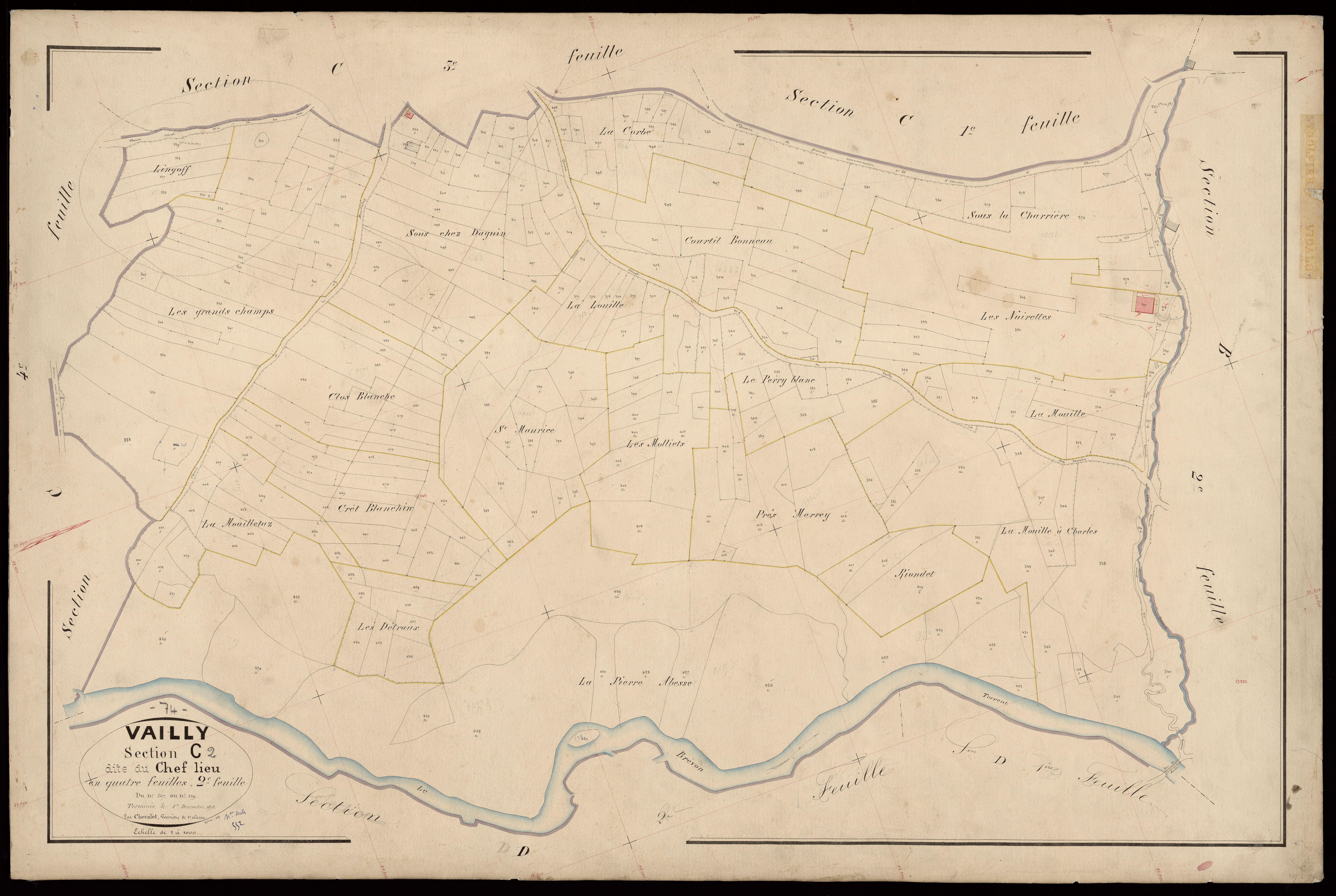 3 P 3 8898 - Feuille n° 3, parcelles n° 560 à 1049 - 1er février 1874