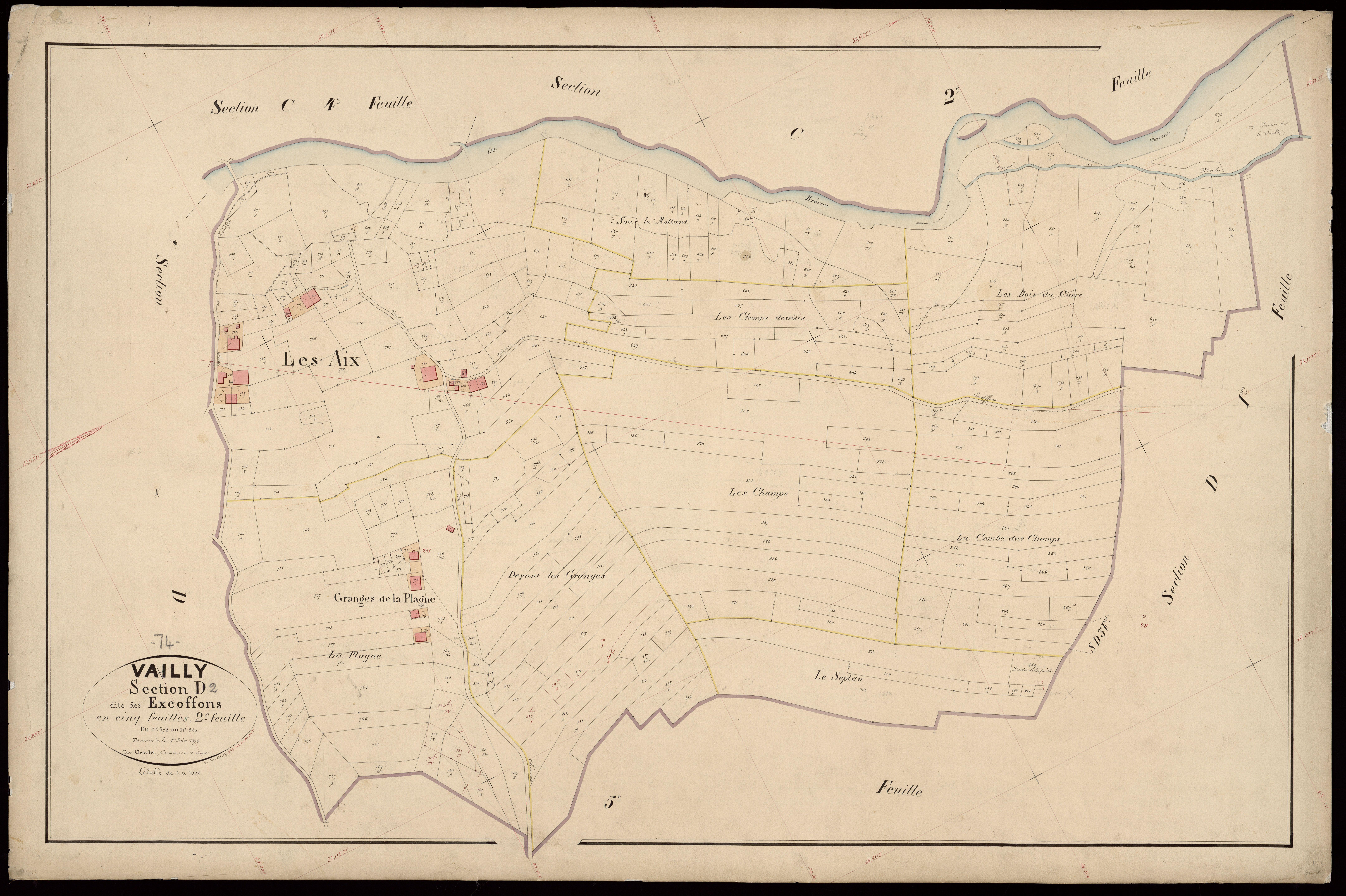 3 P 3 8902 - Feuille n° 3, parcelles n° 870 à 1314 - 1er septembre 1874