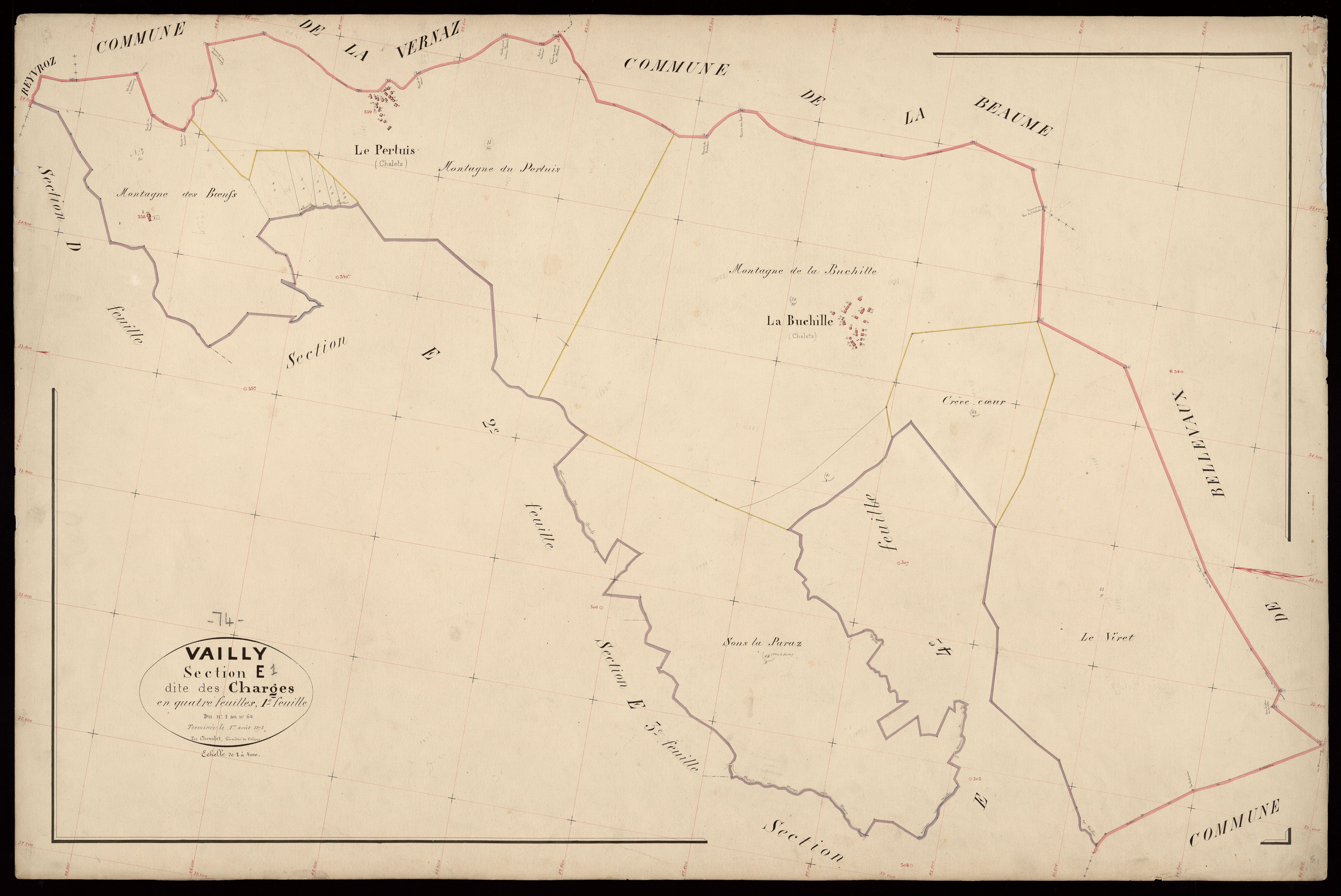 3 P 3 8906 - Feuille n° 2, parcelles n° 65 à 454 - 1er septembre 1873