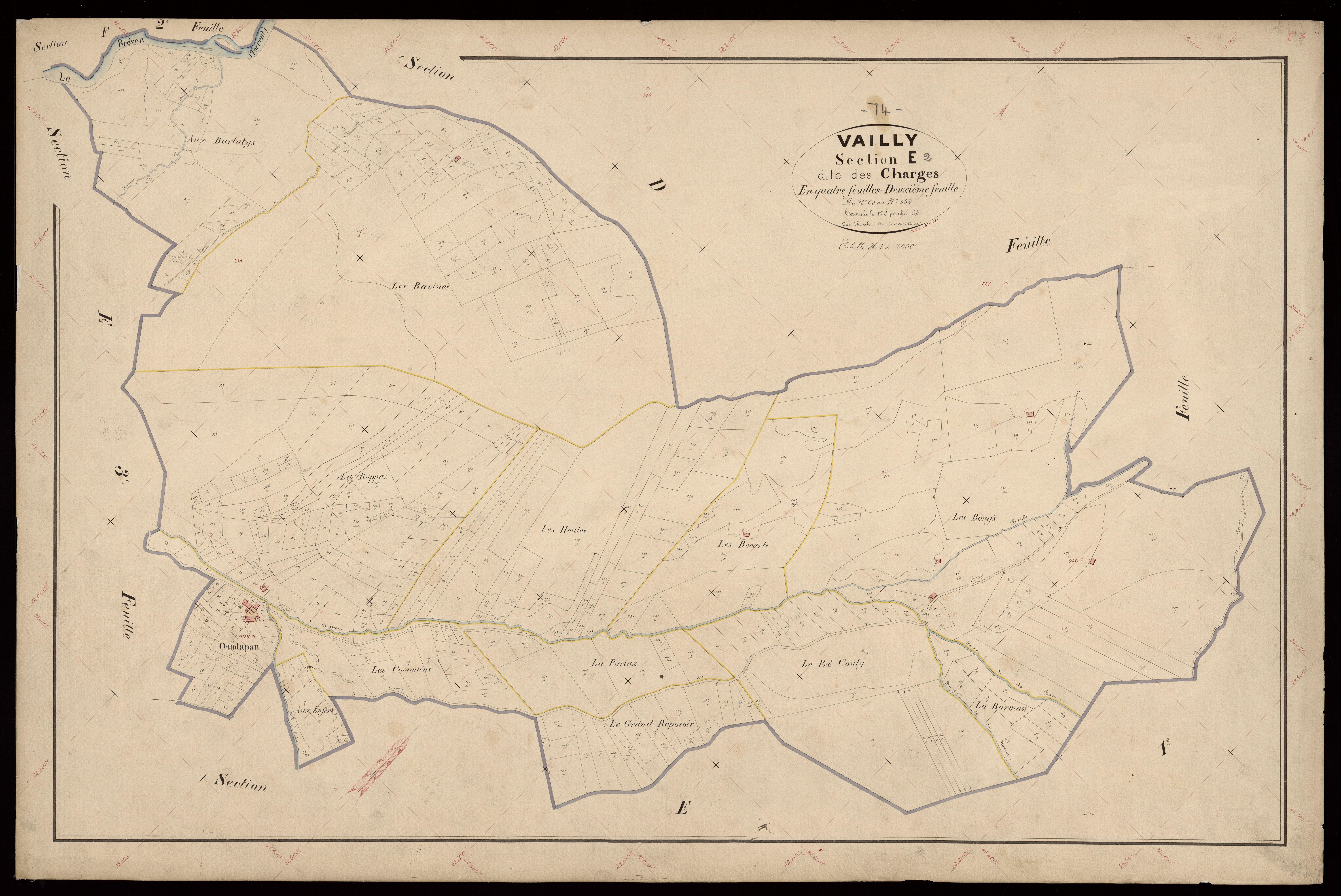 3 P 3 8907 - Feuille n° 3, parcelles n° 455 à 745 - 30 octobre 1873