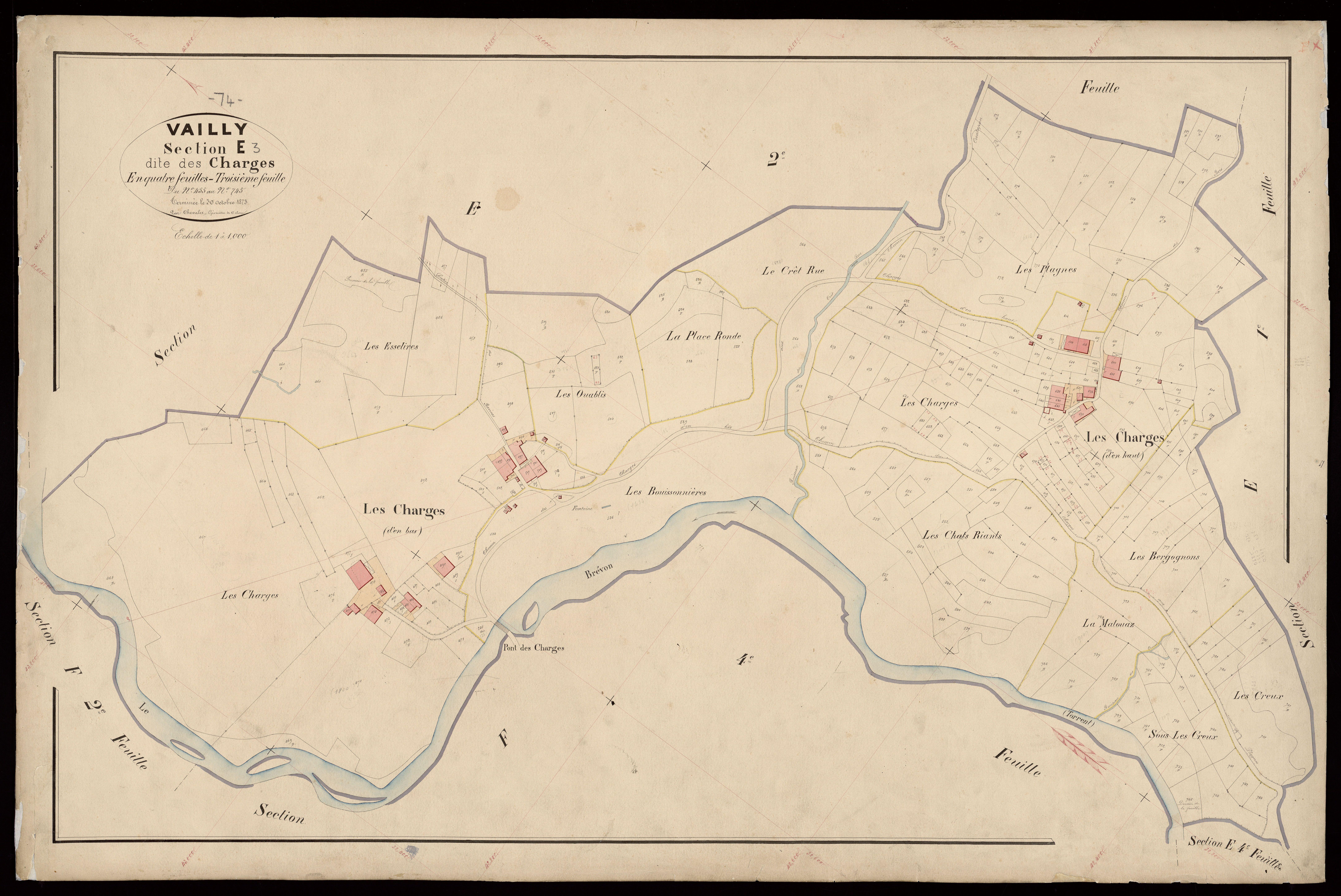 3 P 3 8908 - Feuille n° 4, parcelles n° 764 à 942 - 15 septembre 1873