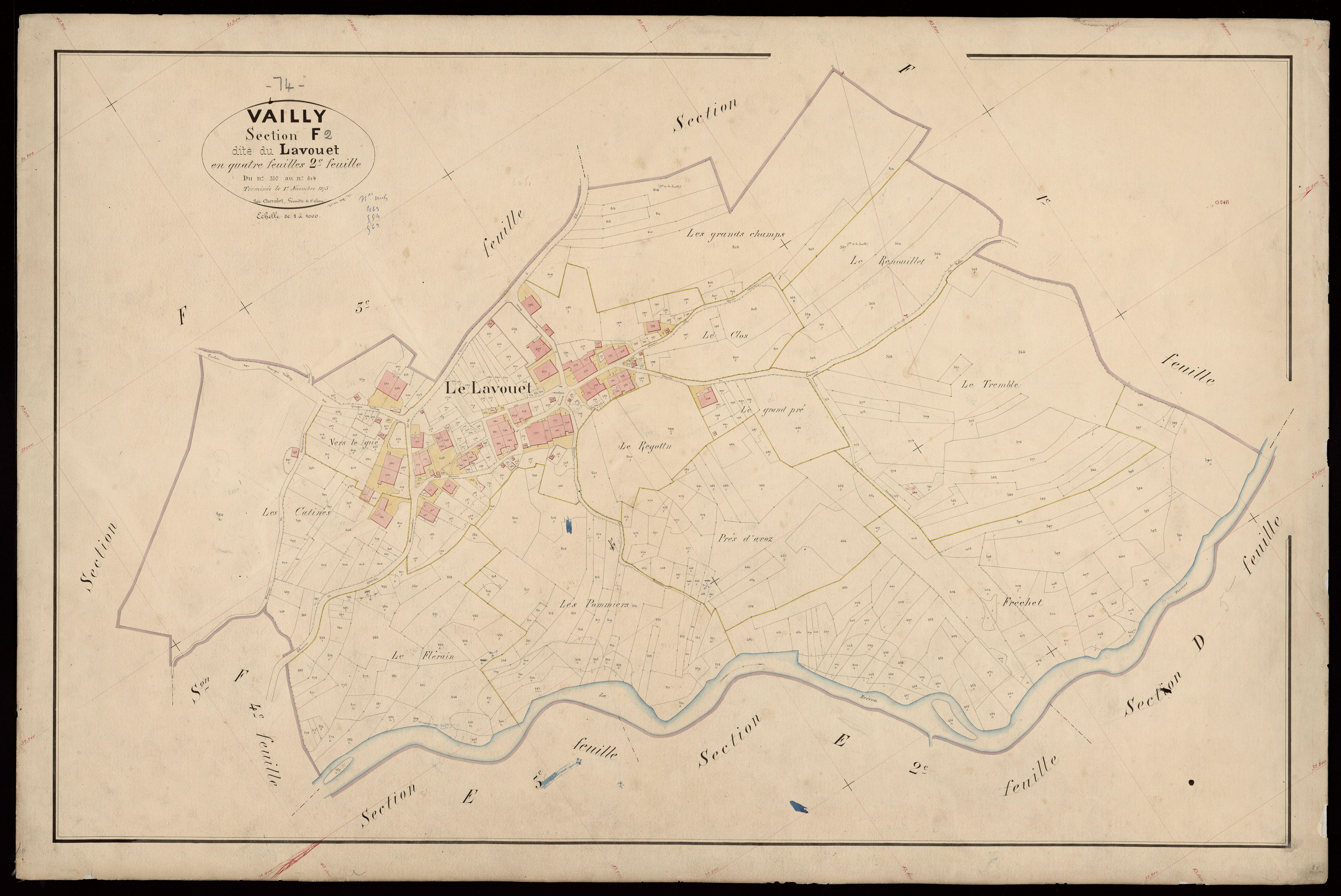 3 P 3 8911 - Feuille n° 3, parcelles n° 815 à 1123 - 15 octobre 1873