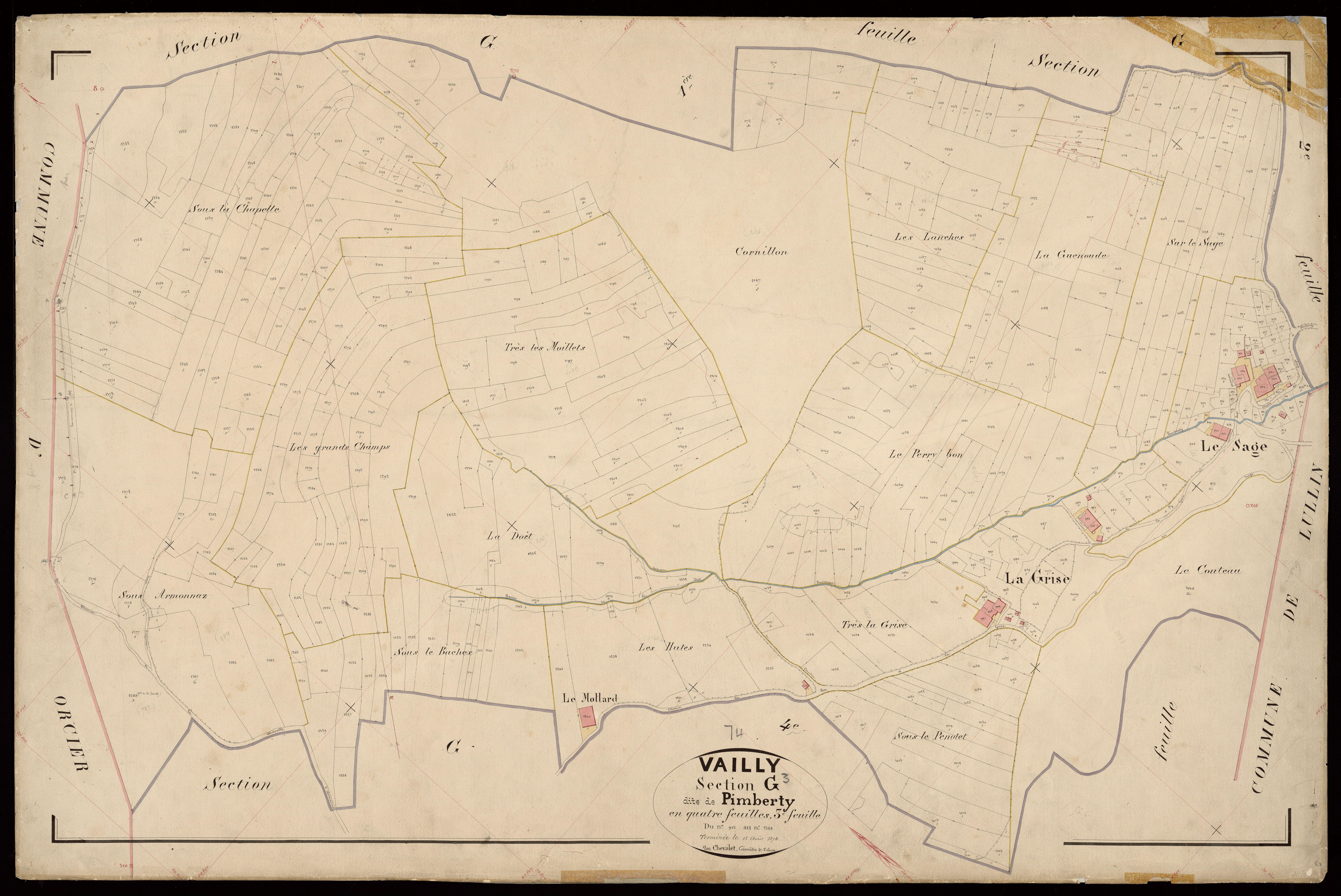 3 P 3 8916 - Feuille n° 4, parcelles n° 1389 à 1917 - 1er septembre 1874
