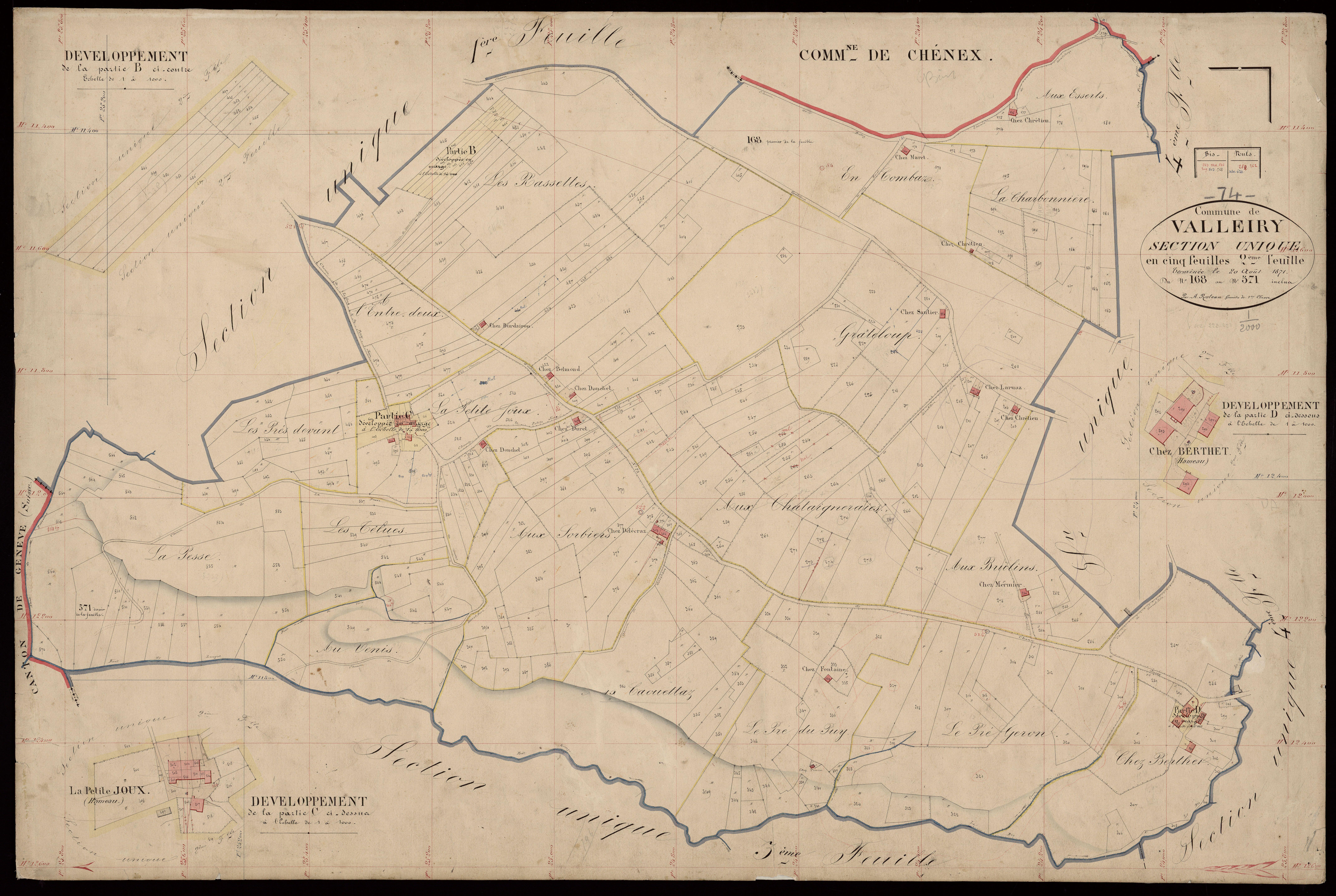3 P 3 8920 - Feuille n° 3, parcelles n° 572 à 860 - 20 août 1871