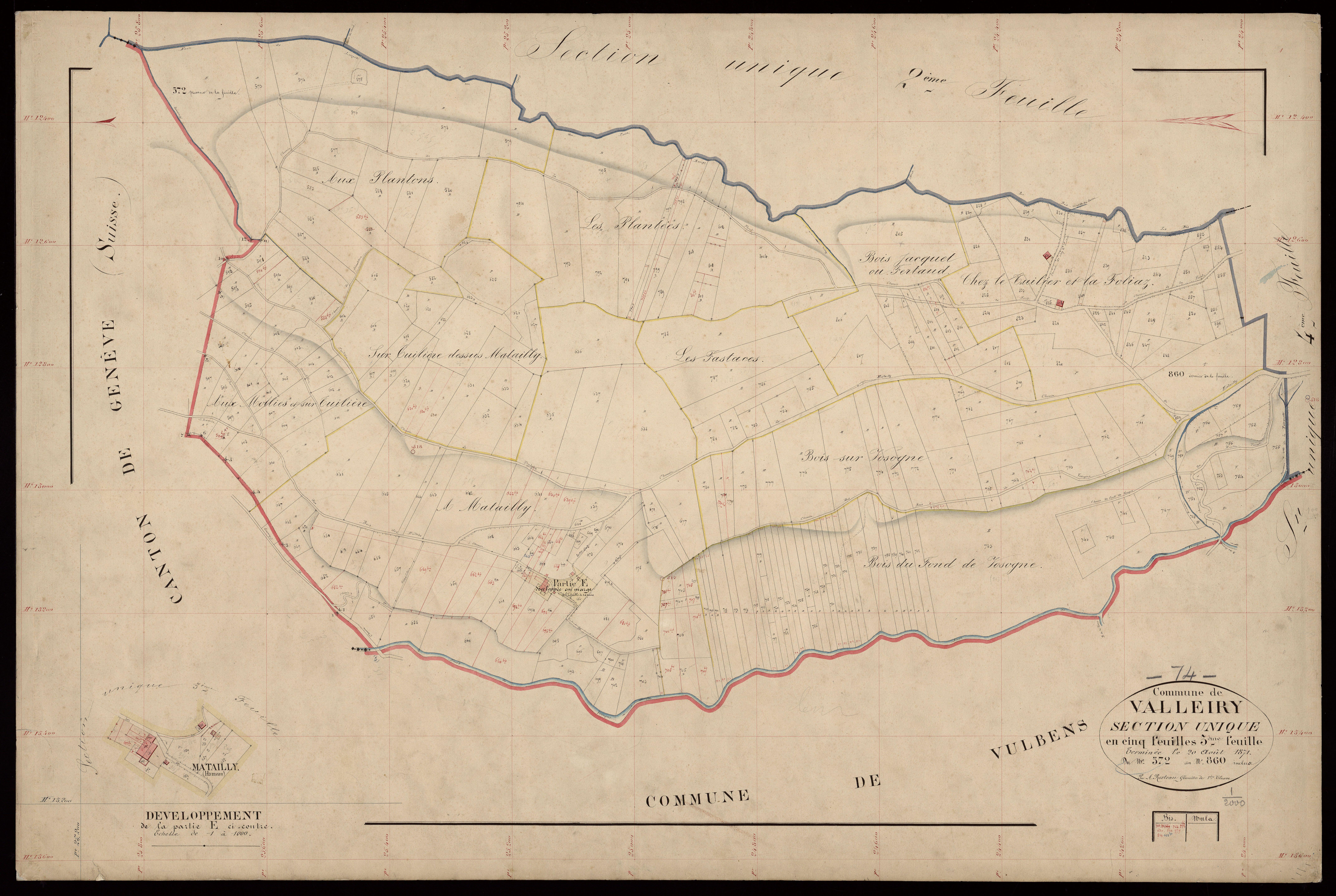 3 P 3 8921 - Feuille n° 4, parcelles n° 861 à 1509 - 20 août 1871