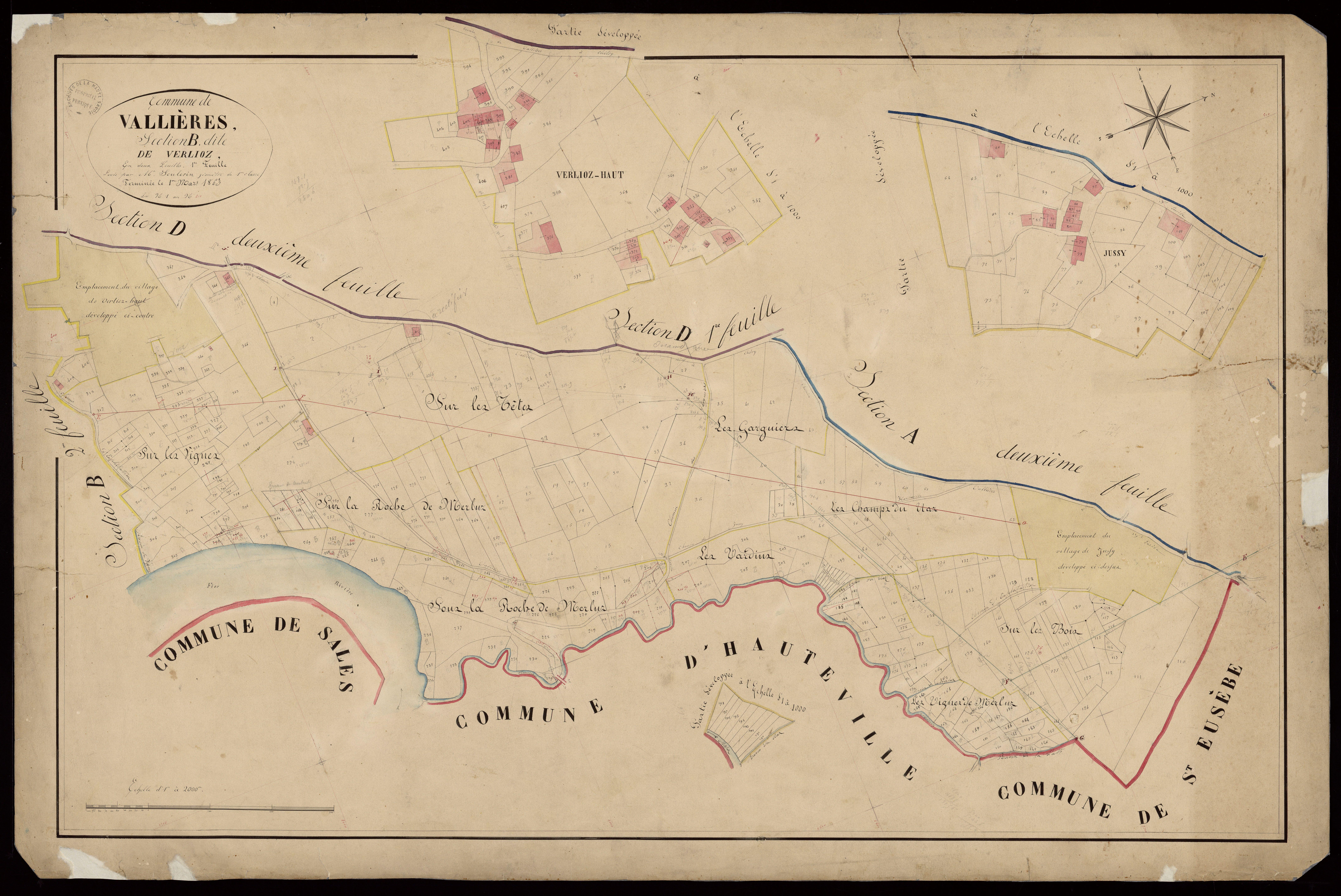 3 P 3 8935 - Feuille n° 2, parcelles n° 411 à 749 - 1er mars 1863