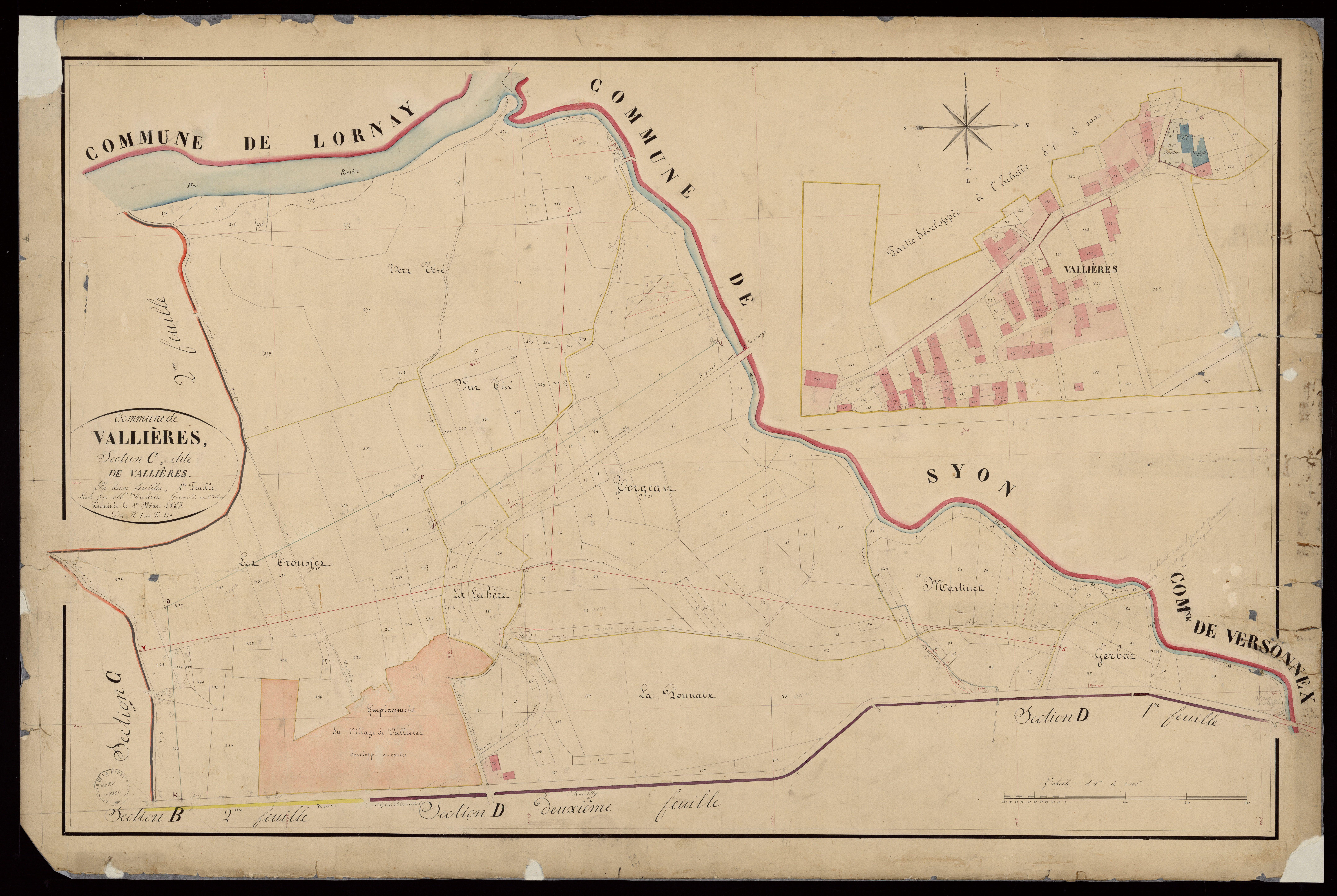 3 P 3 8937 - Feuille n° 2, parcelles n° 280 à 554 - 1er mars 1863