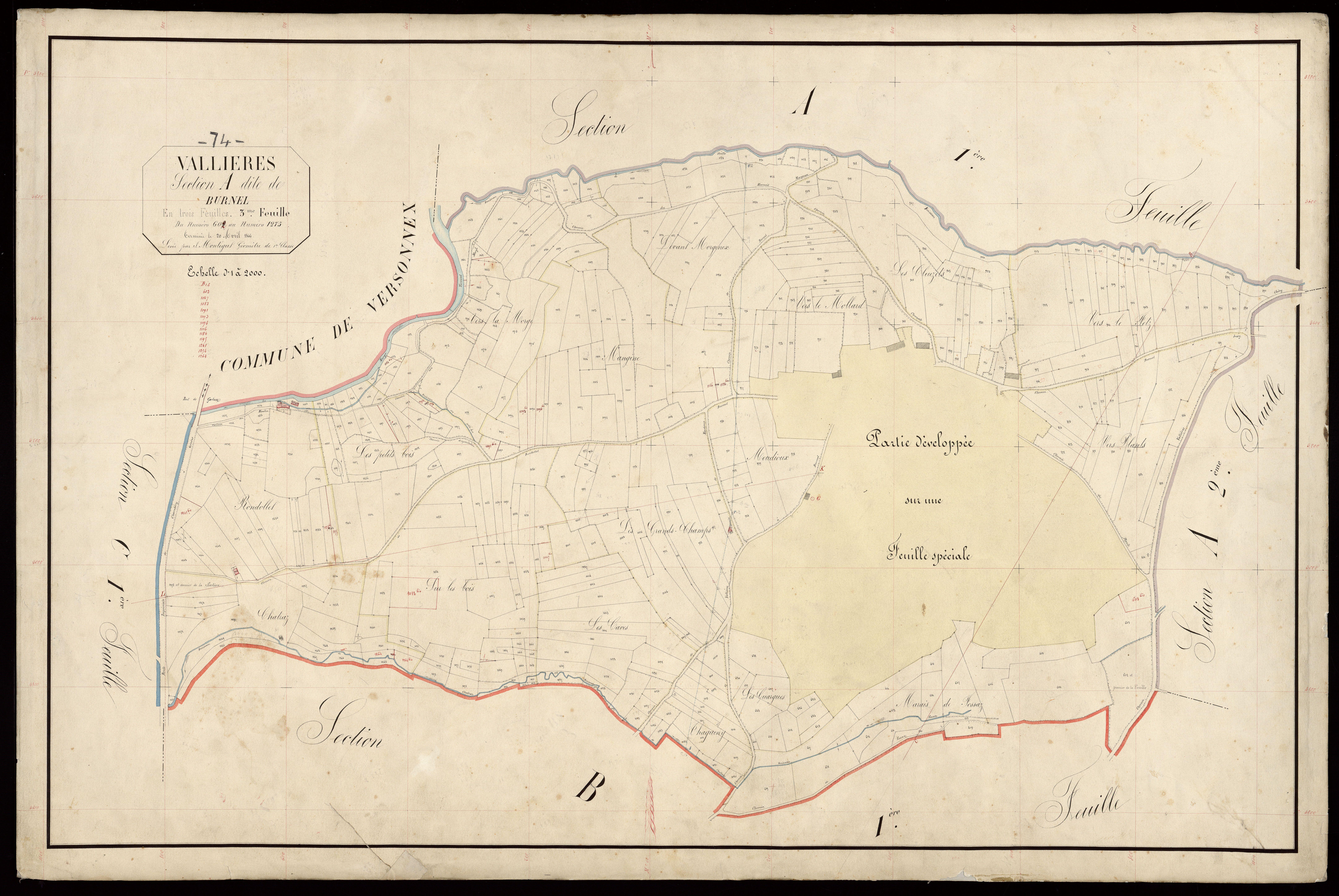 3 P 3 8944 - Feuille n° 3 bis, parcelles n° 632 à 870 -
