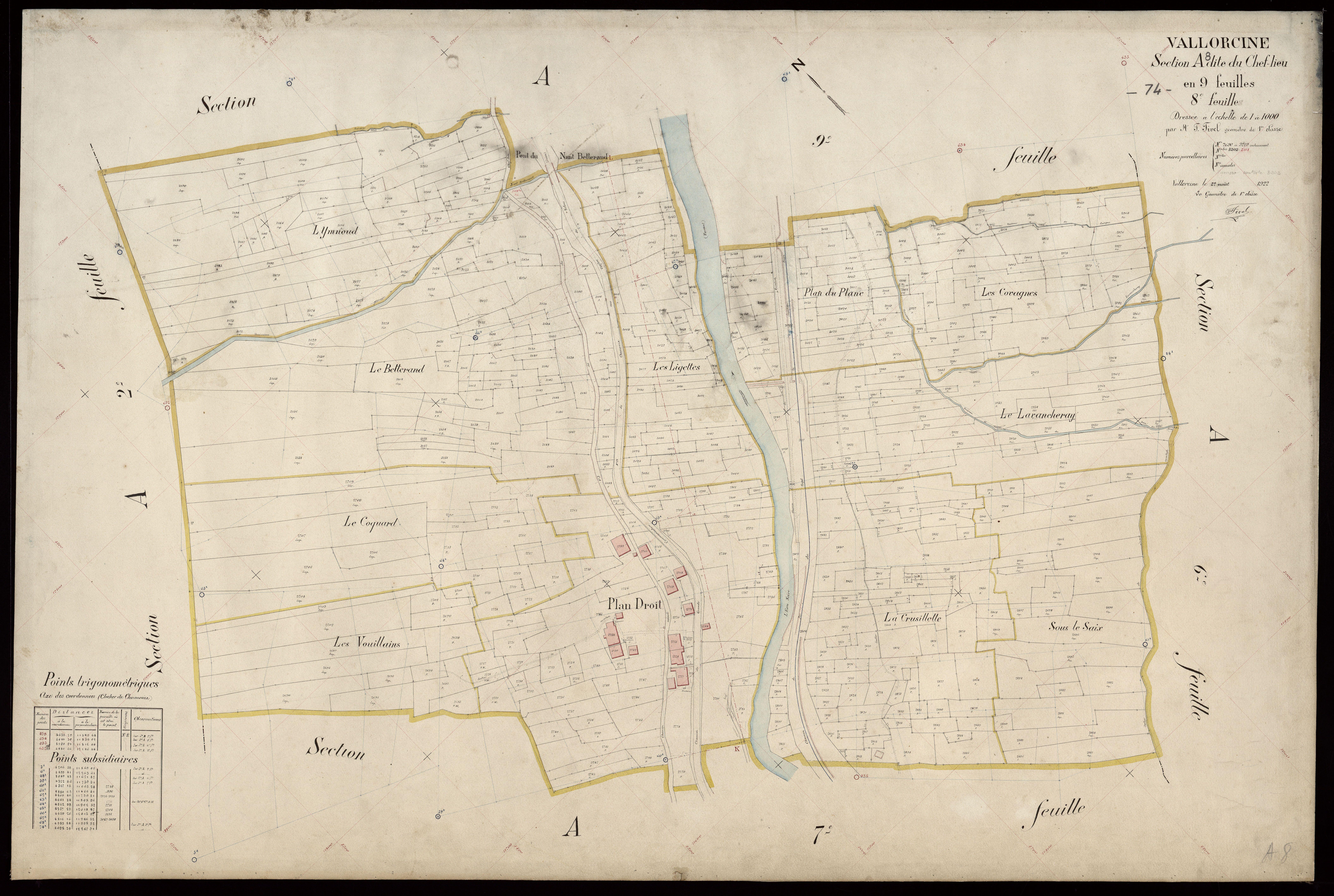 3 P 3 8960 - Feuille n° 9, parcelles n° 3220 à 3867 - 22 août 1922