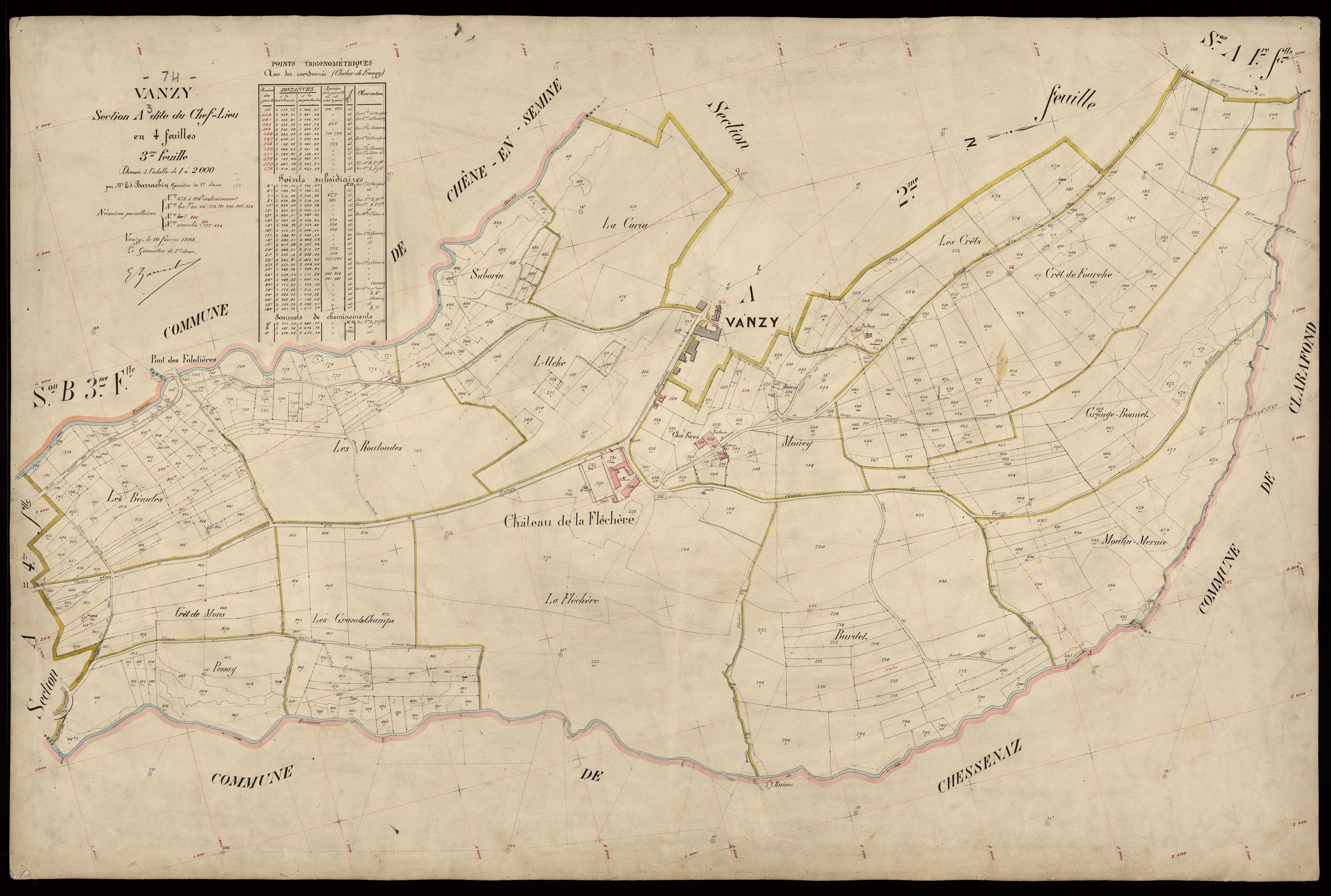 3 P 3 8973 - Feuille n° 4, parcelles n° 917 à 1209 - 10 février 1908