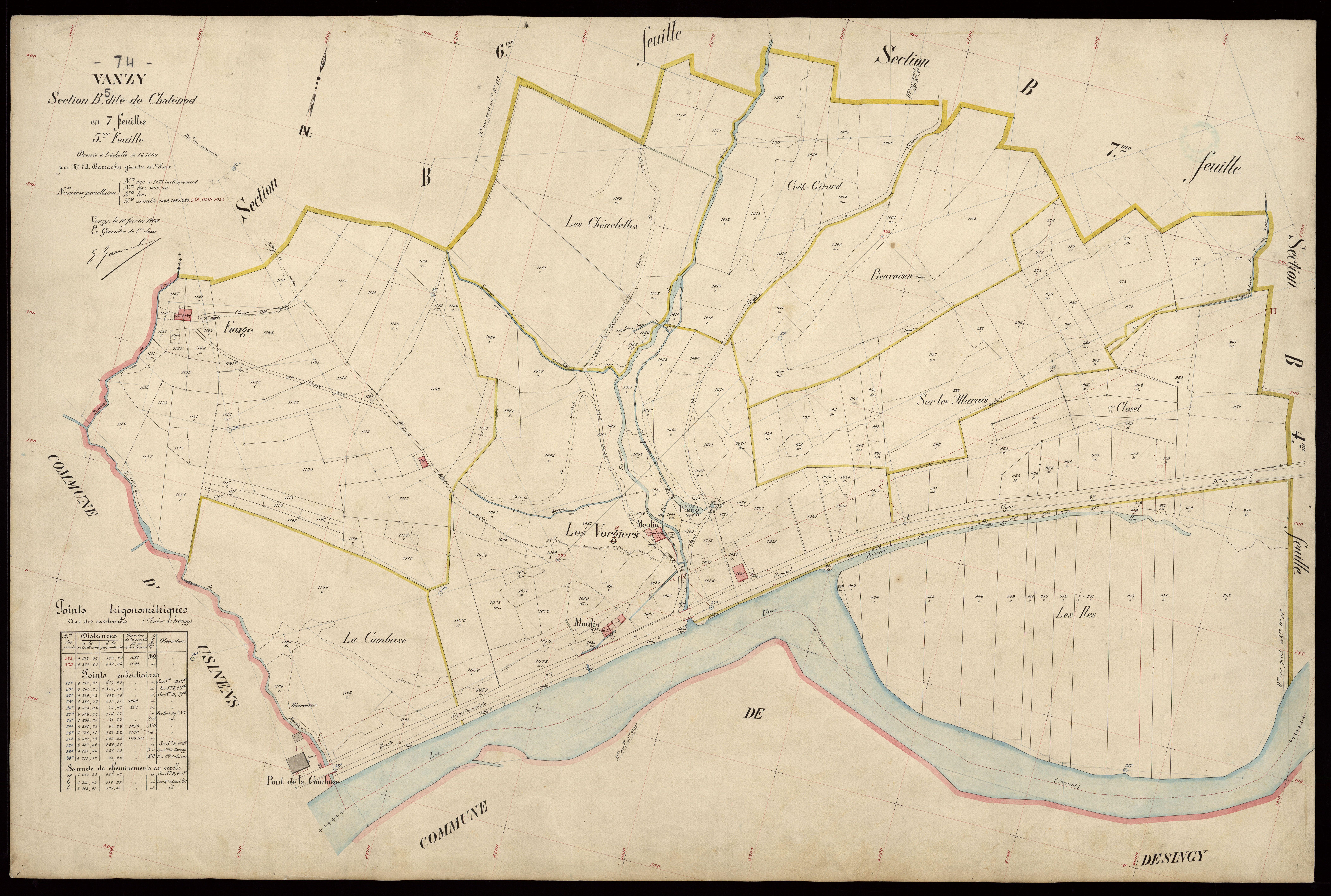 3 P 3 8979 - Feuille n° 6, parcelles n° 1172 à 1444 - 10 février 1908