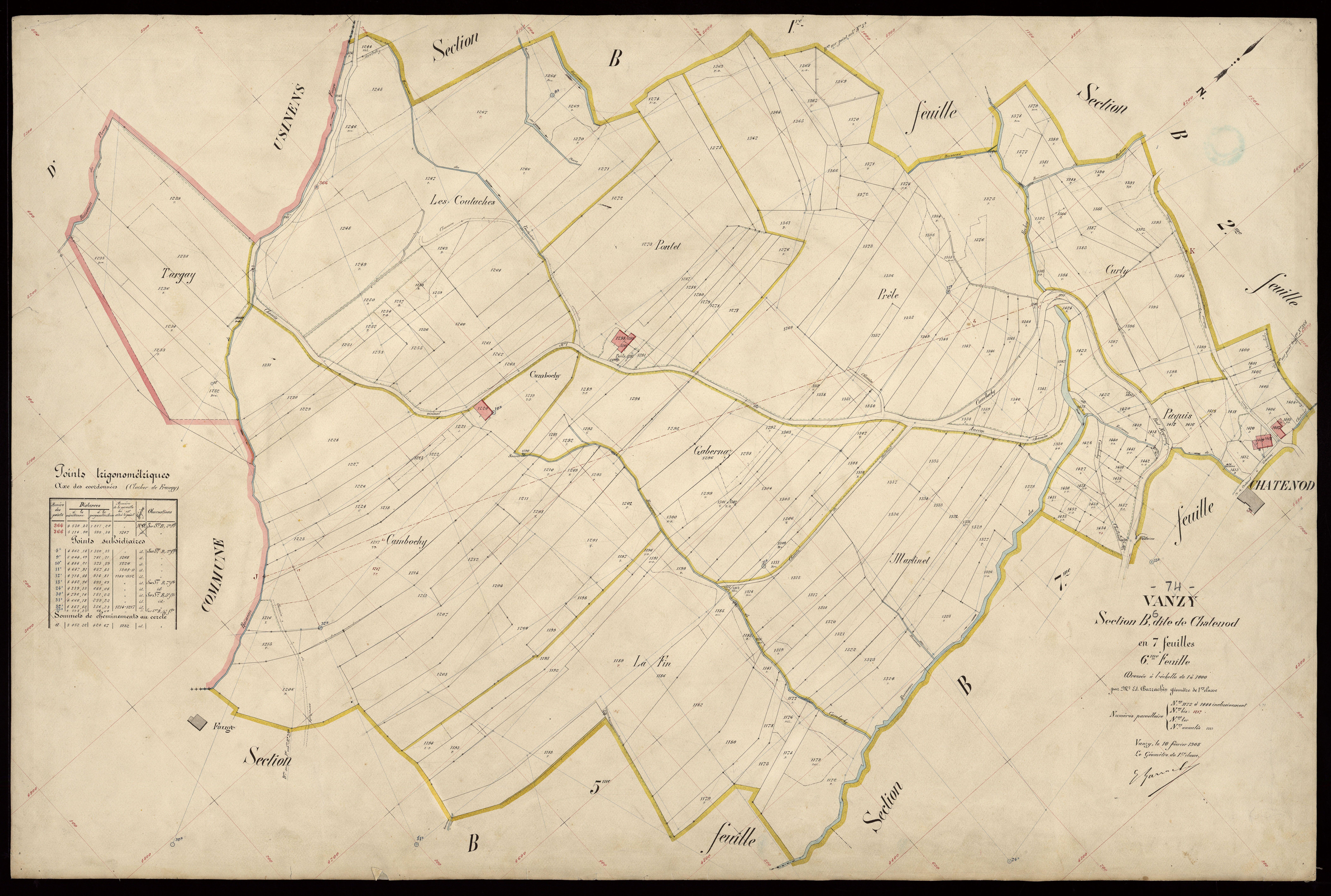 3 P 3 8980 - Feuille n° 7, parcelles n° 1445 à 1769 - 10 février 1908