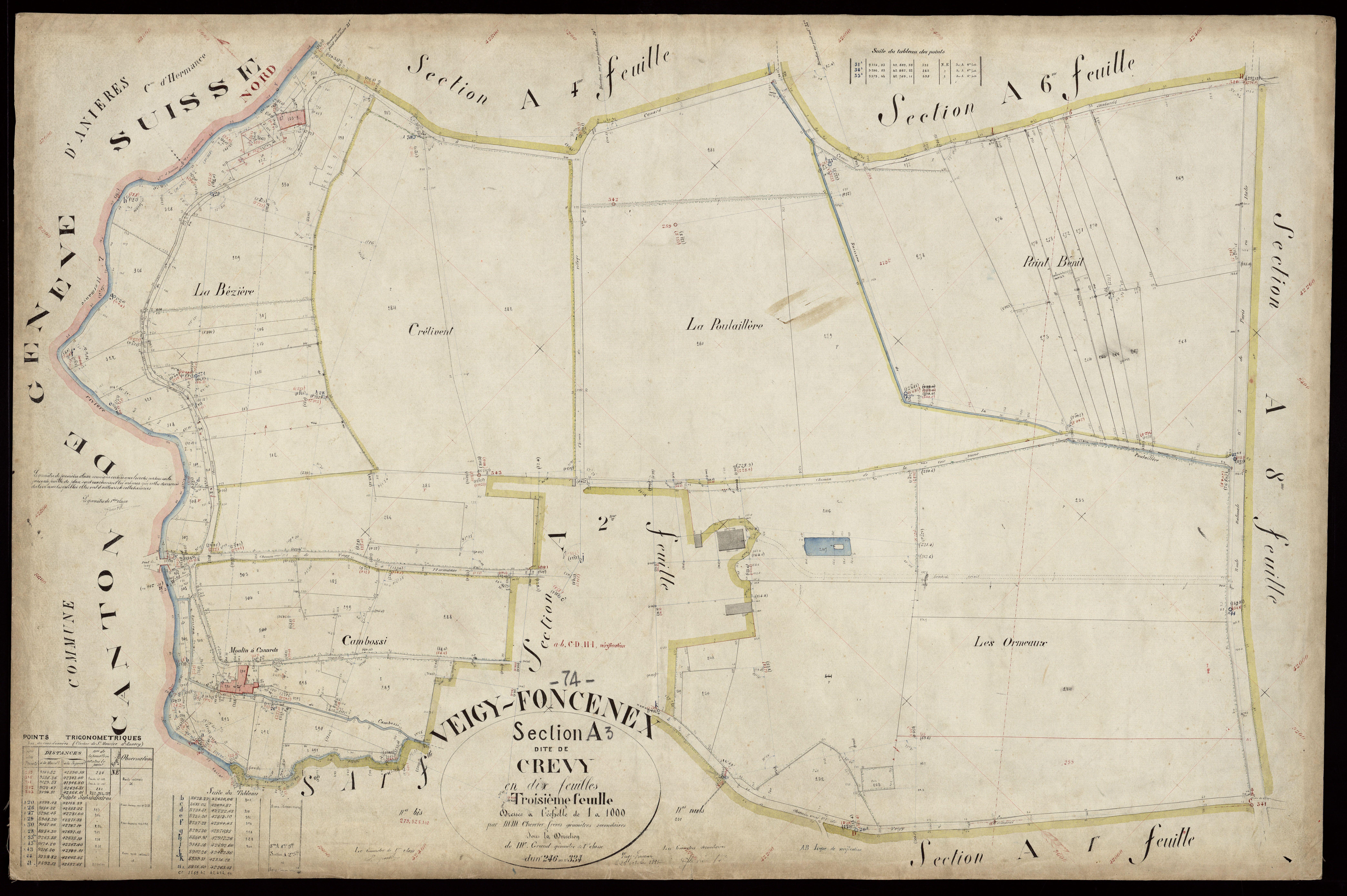 3 P 3 9010 - Feuille n° 4, parcelles n° 335 à 397 - 25 octobre 1884