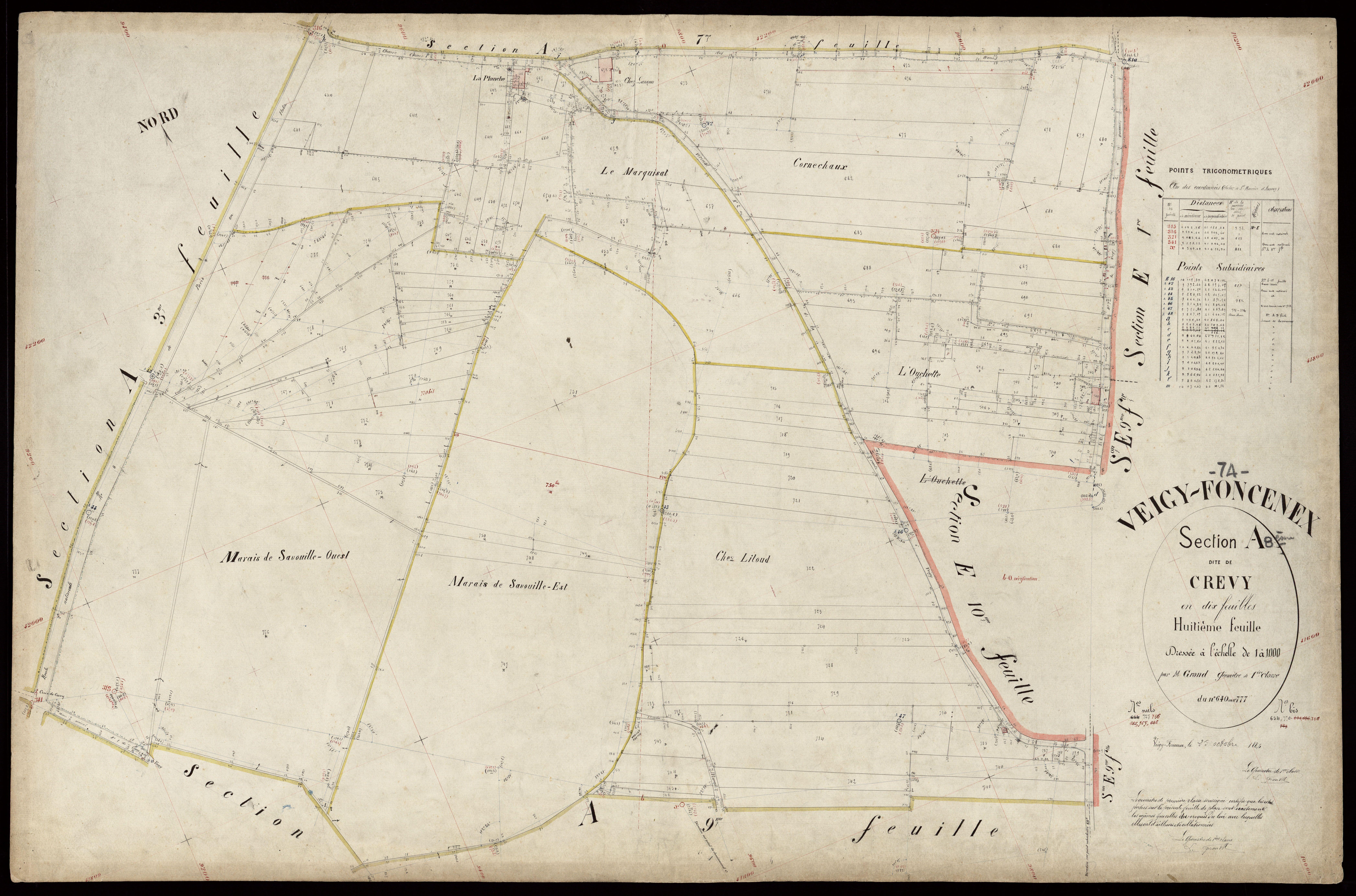 3 P 3 9015 - Feuille n° 9, parcelles n° 778 à 889 - 25 octobre 1884
