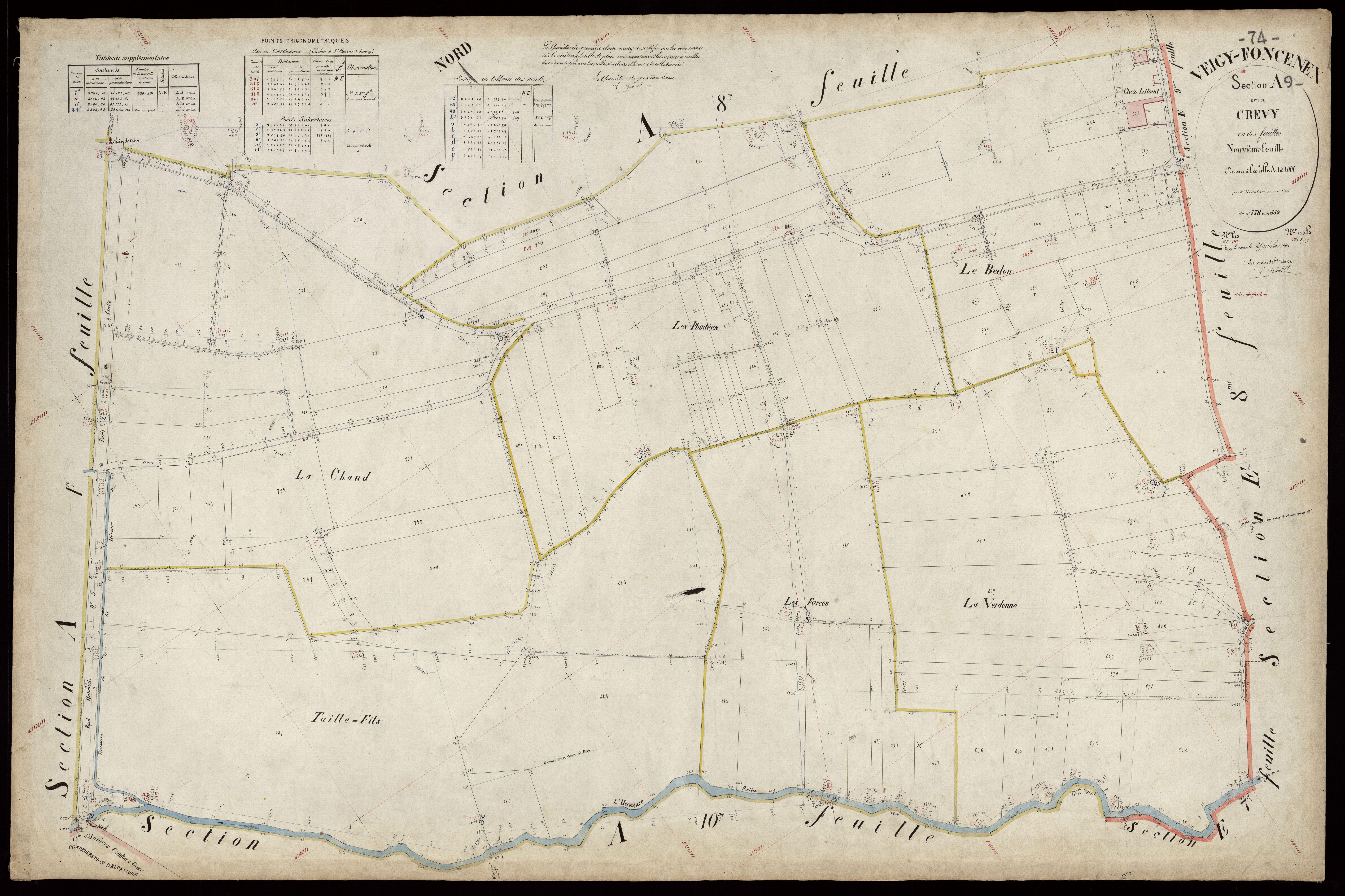 3 P 3 9016 - Feuille n° 10, parcelles n° 890 à 947 - 25 octobre 1884
