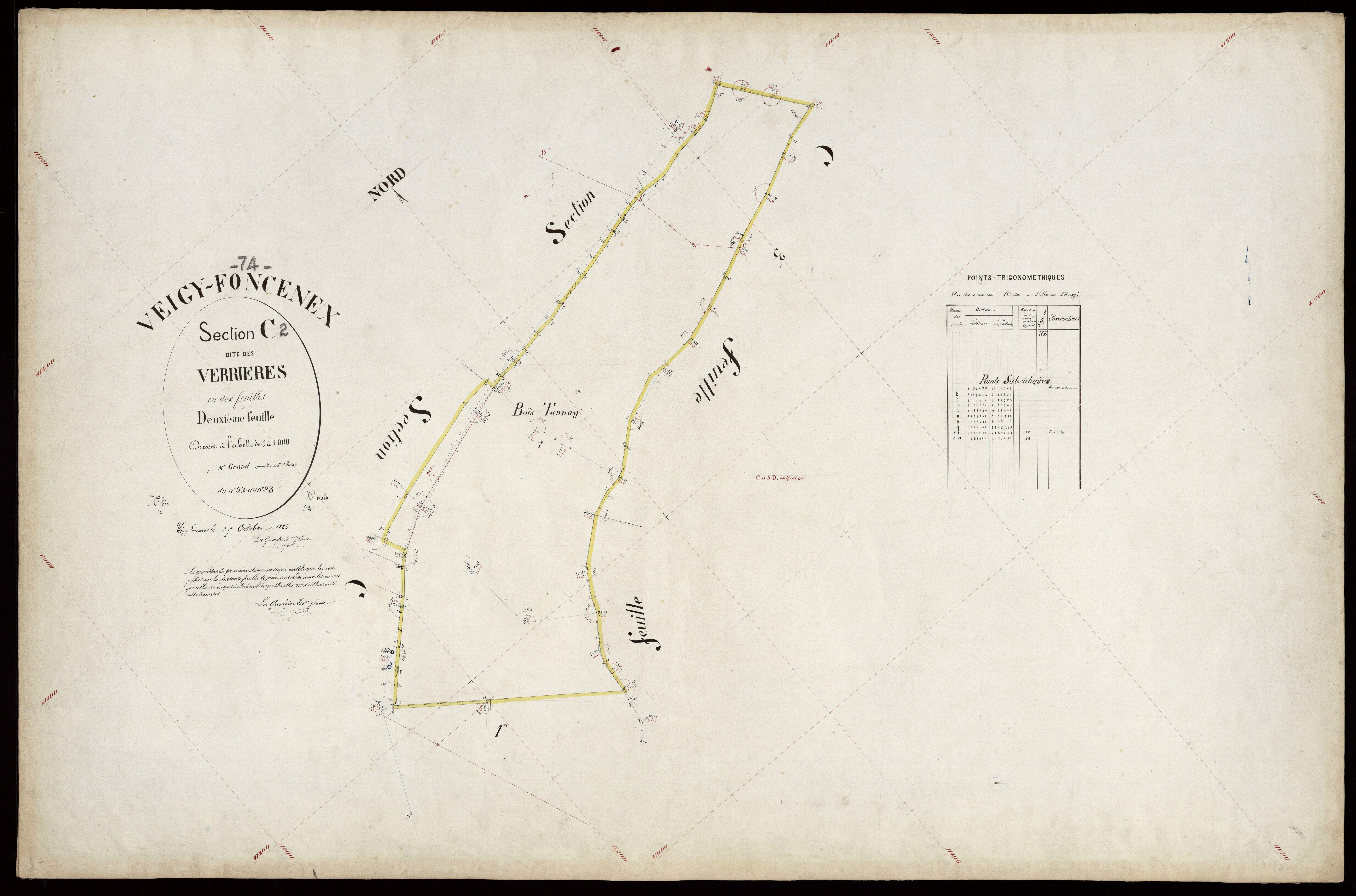 3 P 3 9027 - Feuille n° 3, parcelles n° 94 à 178 - 25 octobre 1884