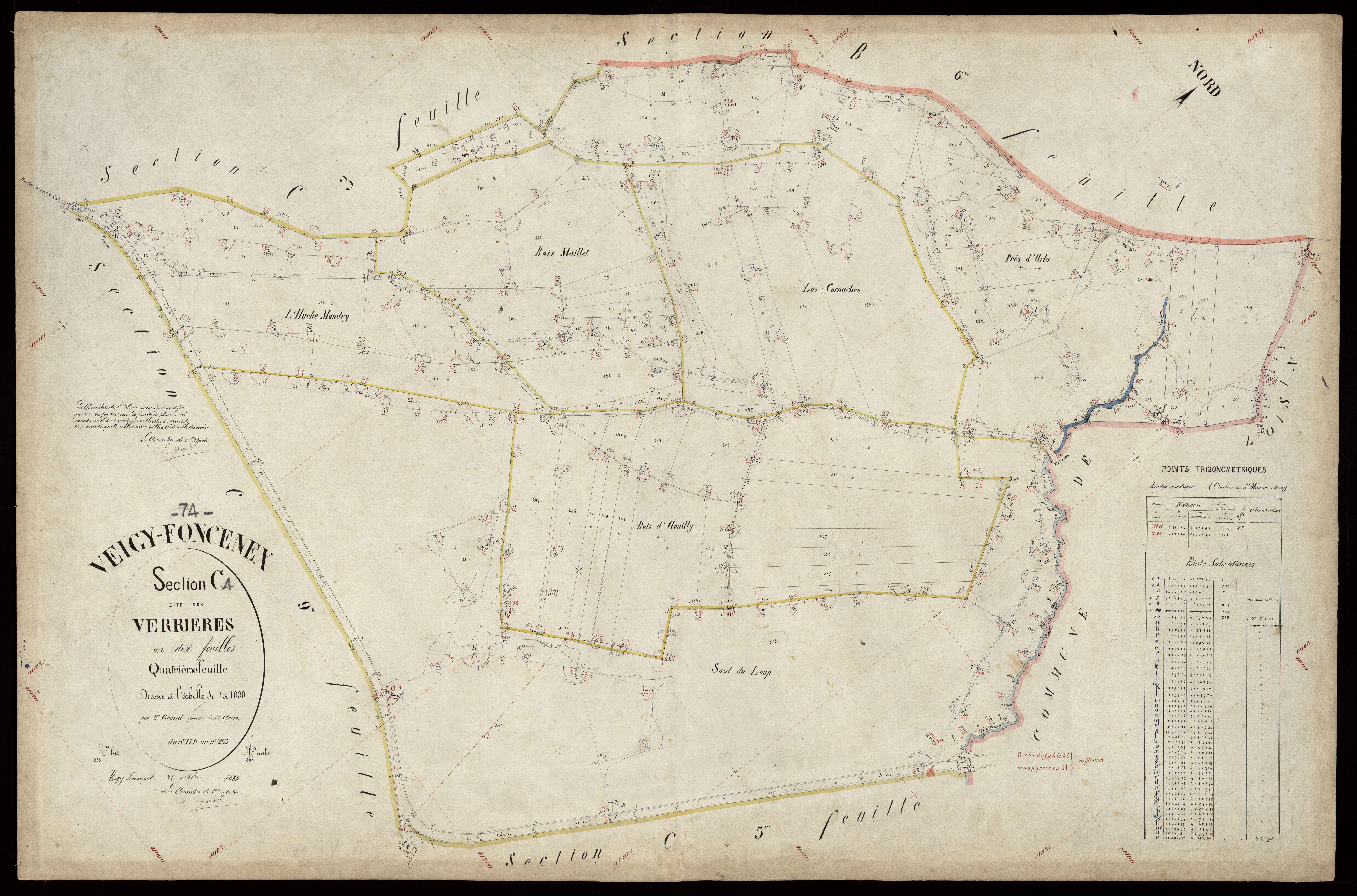 3 P 3 9029 - Feuille n° 5, parcelles n° 266 à 279 - 25 octobre 1884