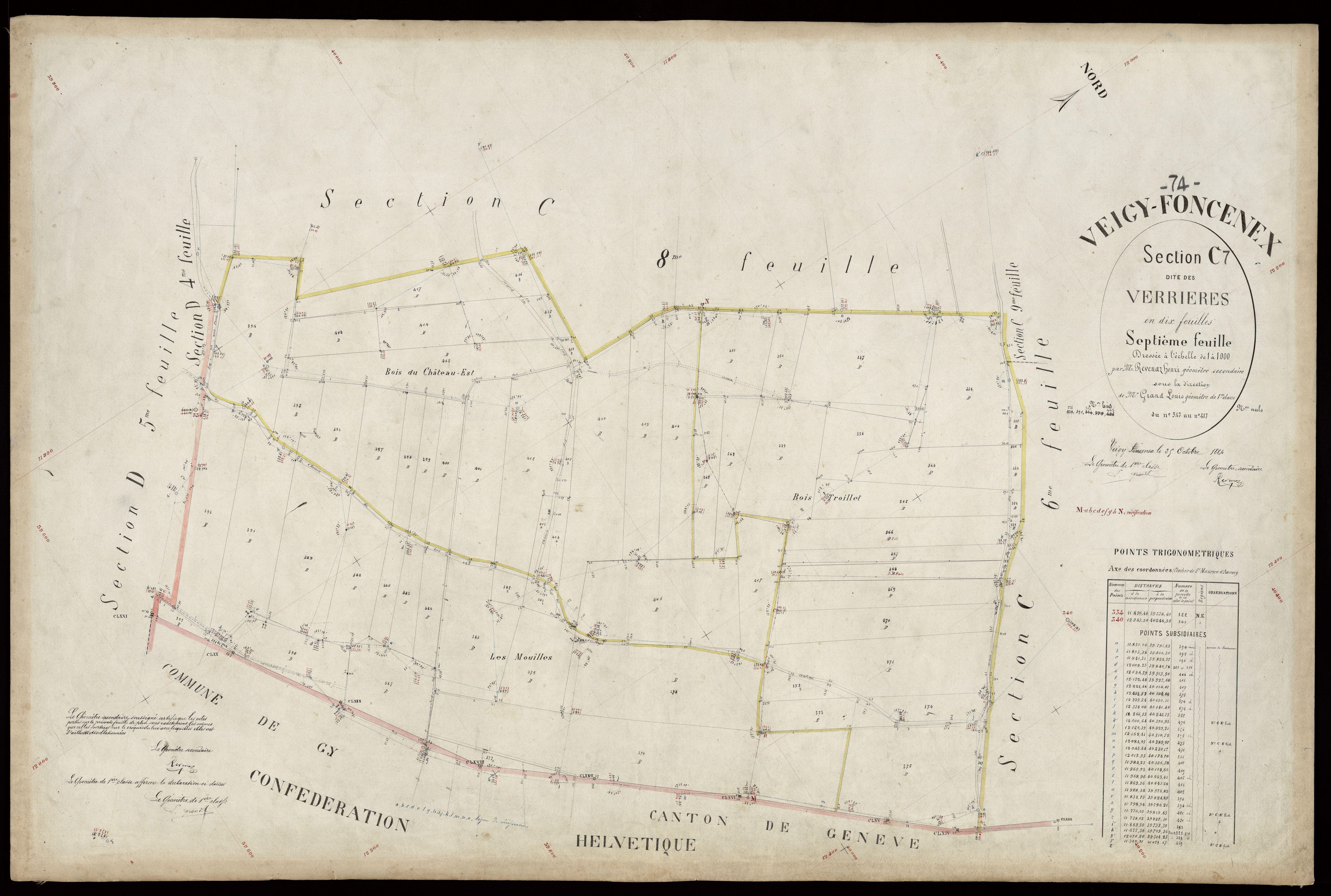 3 P 3 9032 - Feuille n° 8, parcelles n° 418 à 479 - 25 octobre 1884