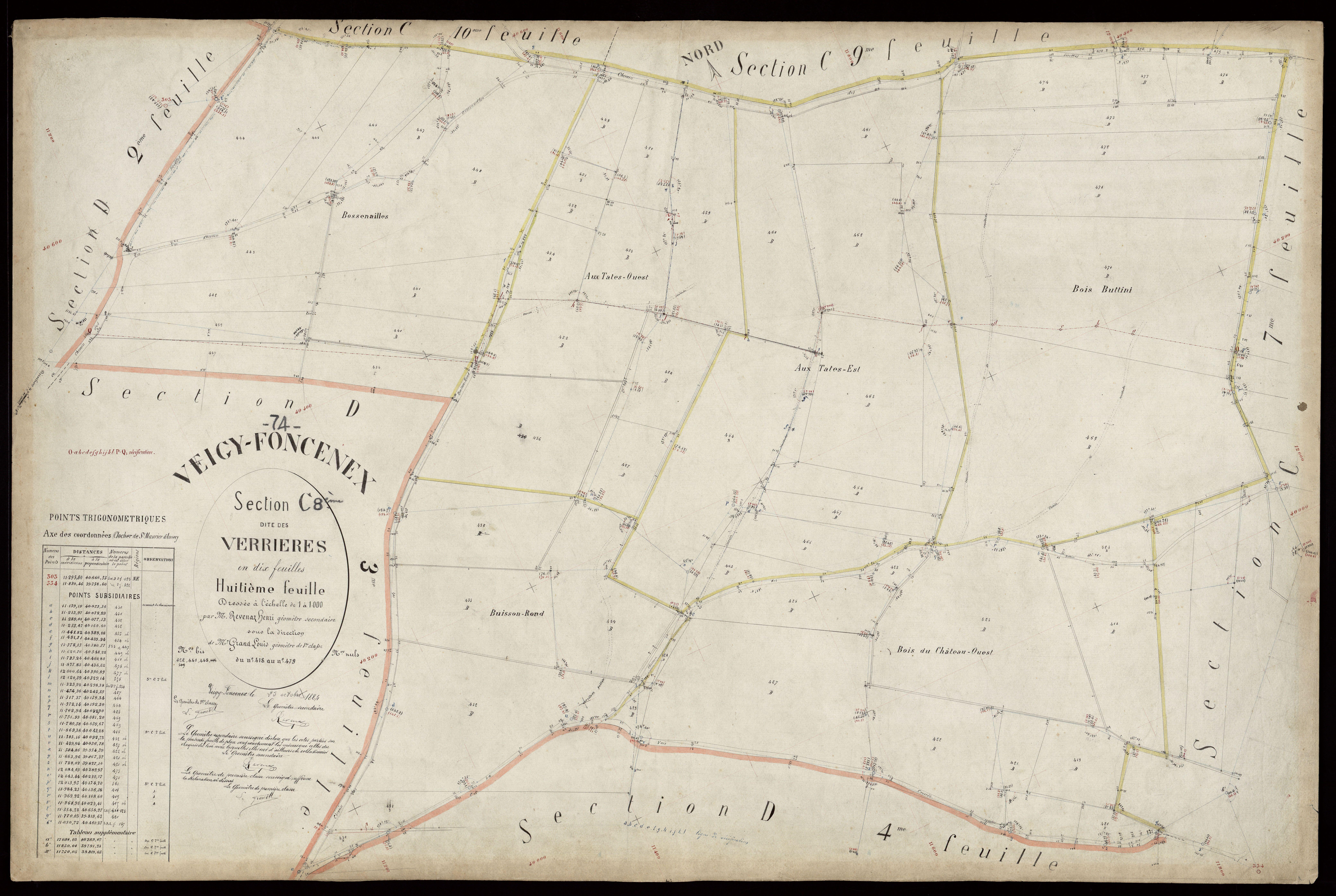 3 P 3 9033 - Feuille n° 9, parcelles n° 480 à 512 - 25 octobre 1884