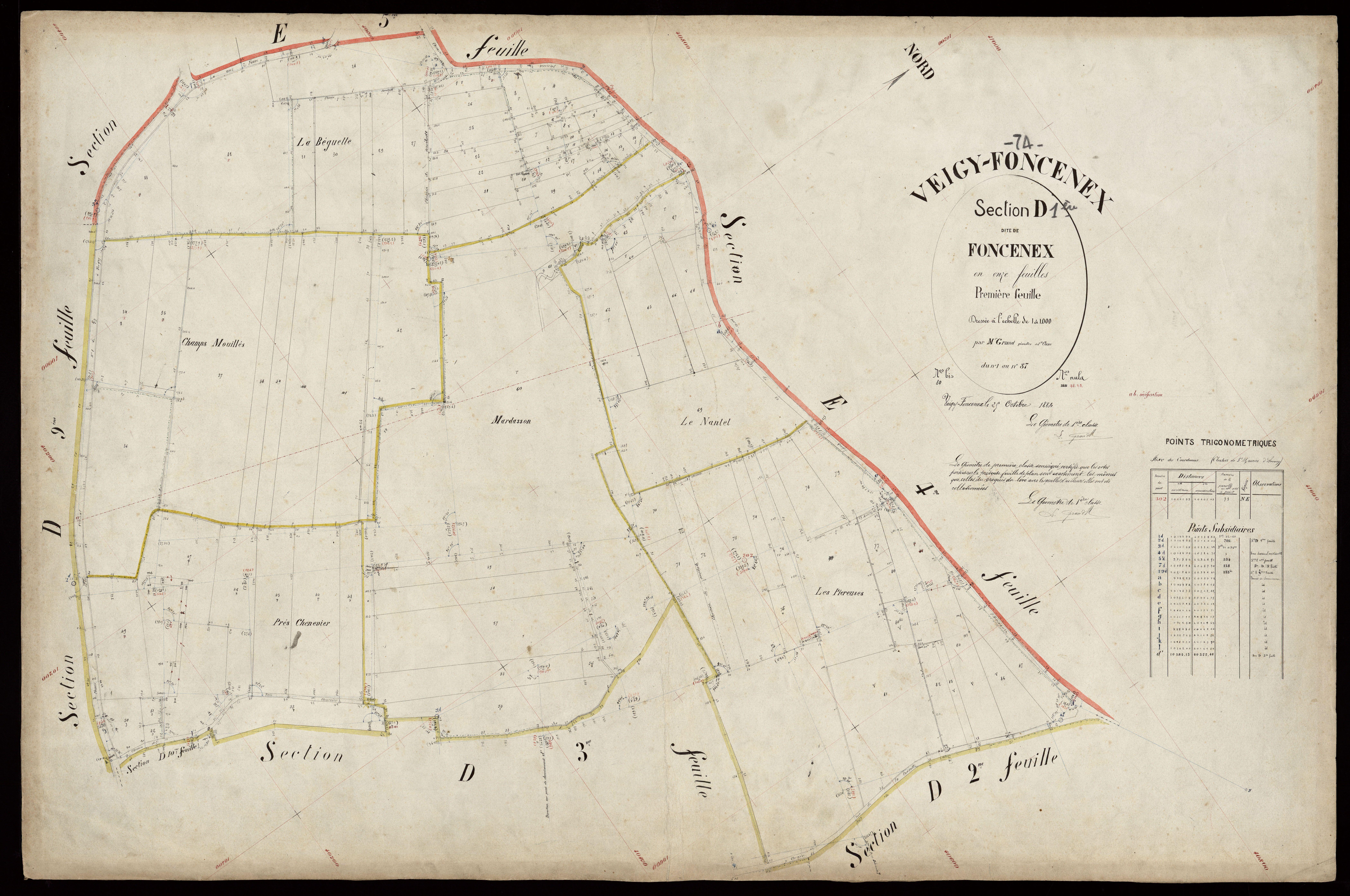3 P 3 9036 - Feuille n° 2, parcelles n° 88 à 149 - 25 octobre 1884