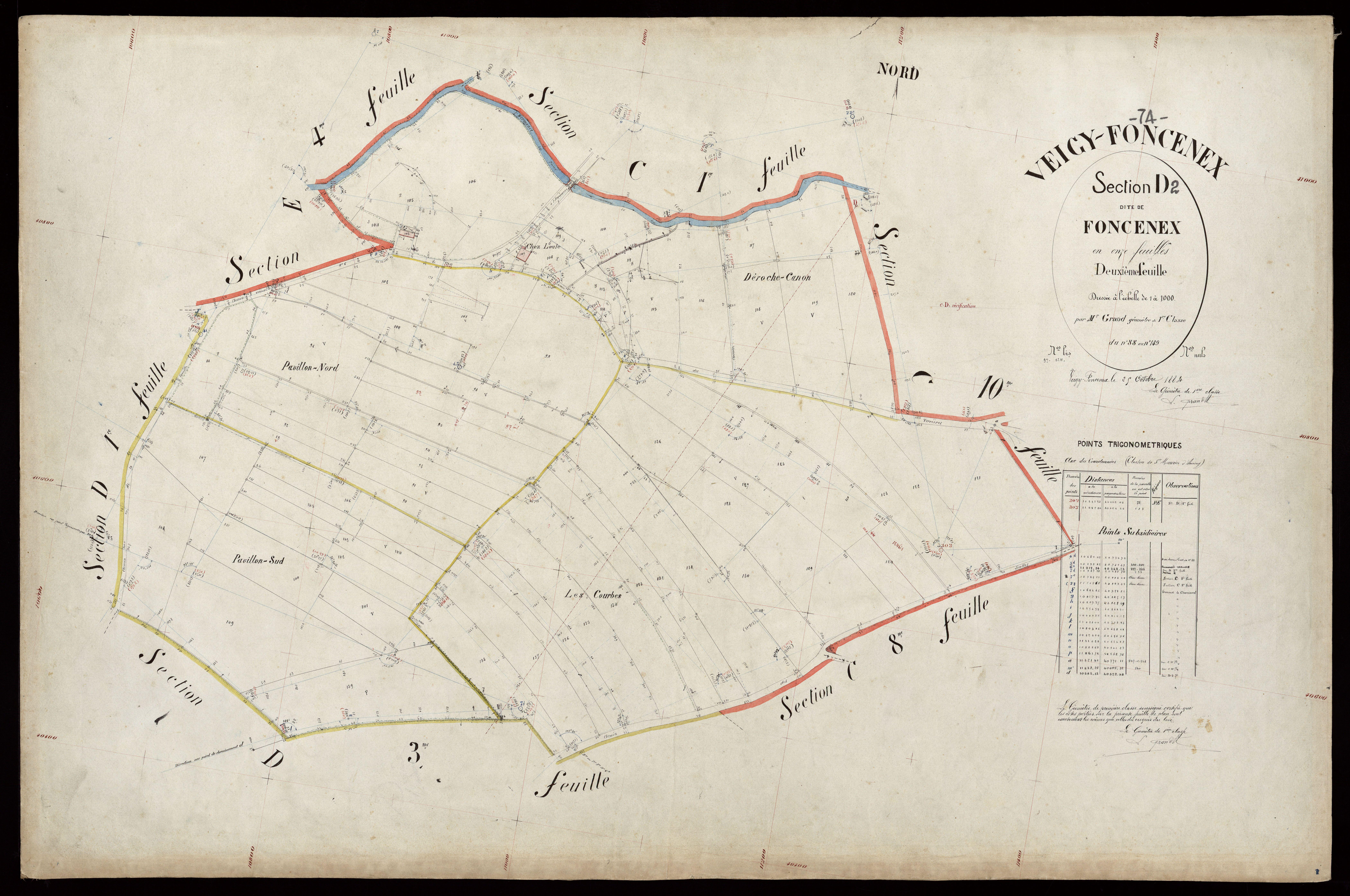 3 P 3 9037 - Feuille n° 3, parcelles n° 150 à 254 - 25 octobre 1884