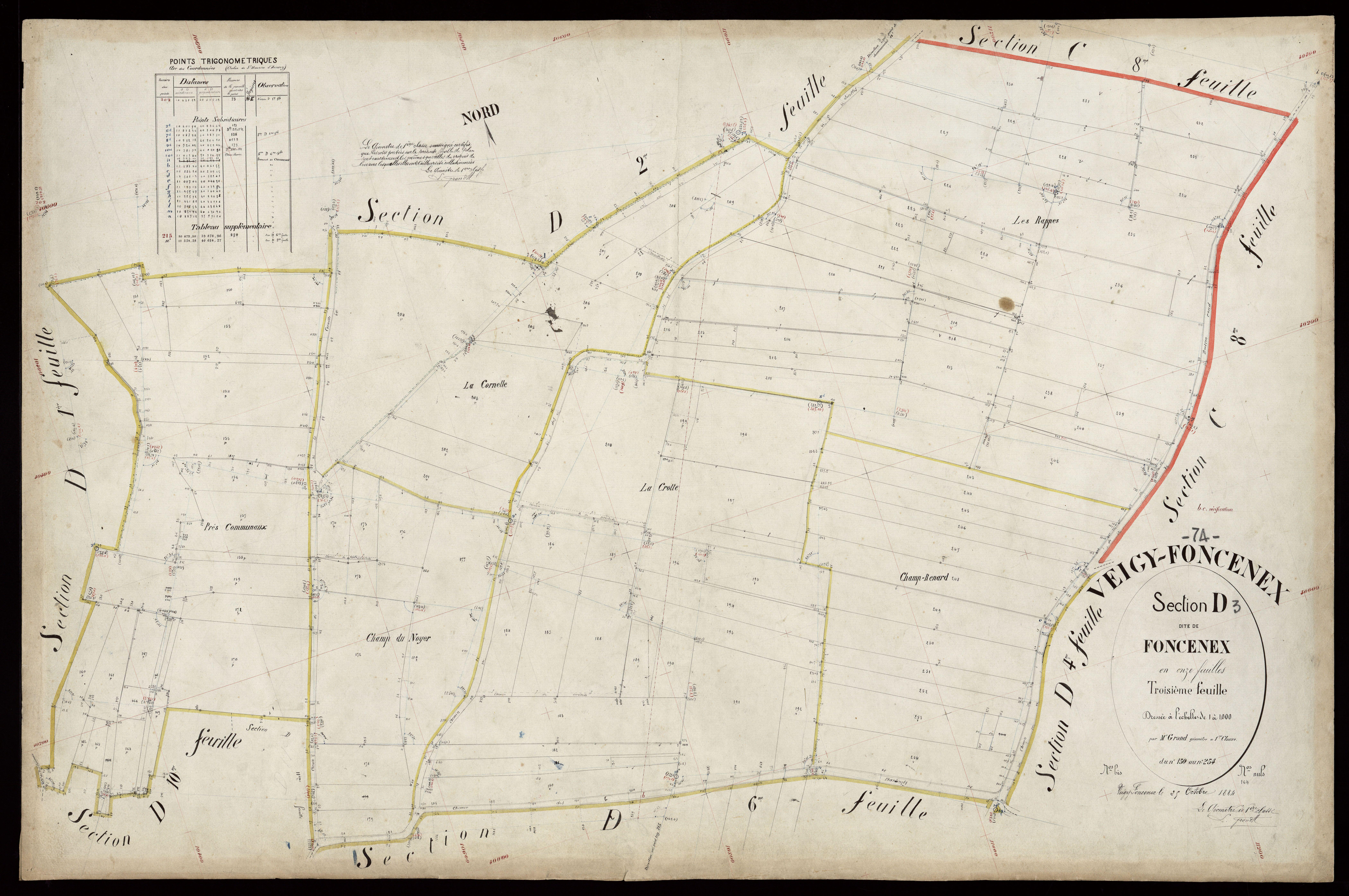 3 P 3 9038 - Feuille n° 4, parcelles n° 255 à 304 - 25 octobre 1884