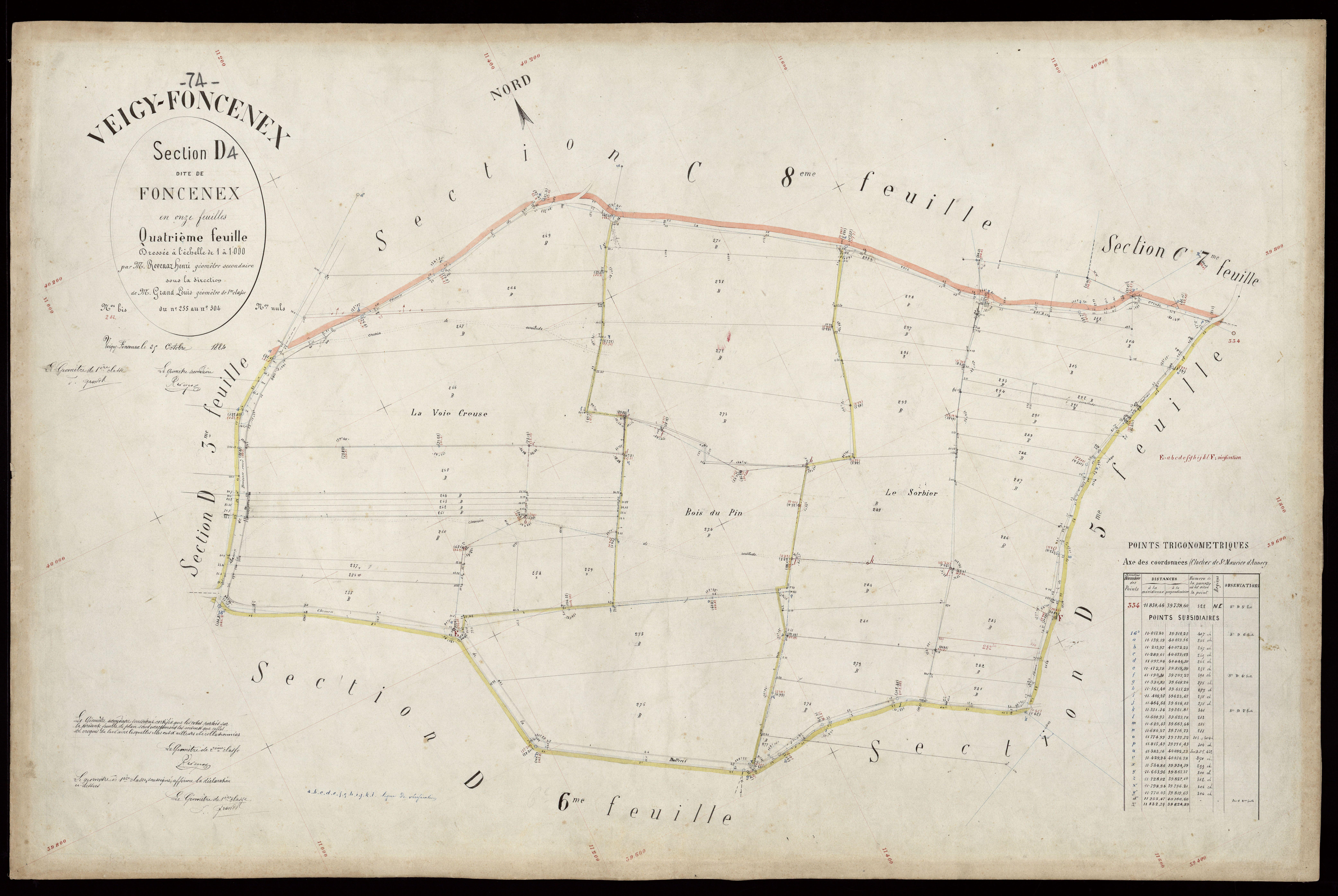 3 P 3 9039 - Feuille n° 5, parcelles n° 305 à 389 - 25 octobre 1884