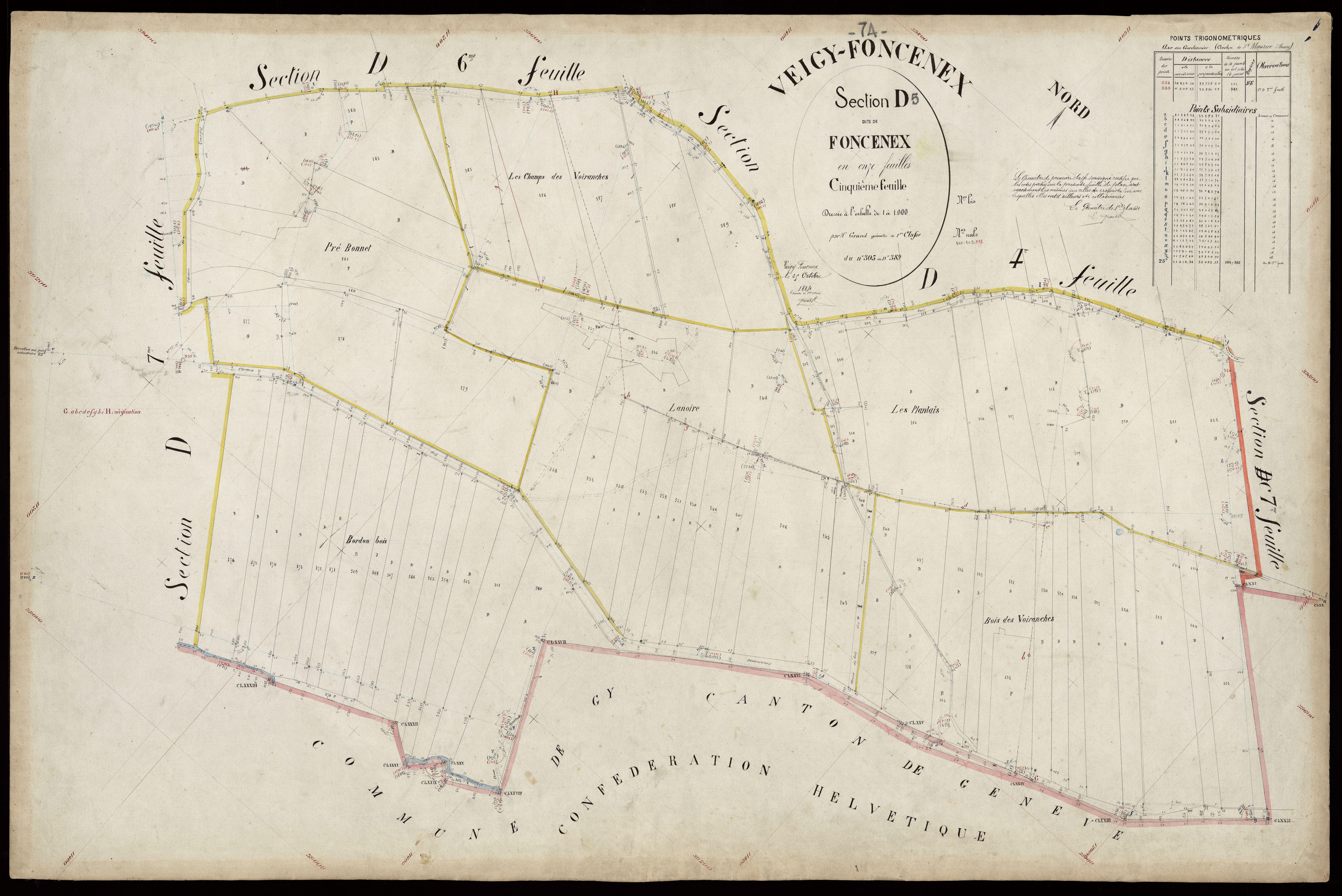 3 P 3 9040 - Feuille n° 6, parcelles n° 390 à 545 - 25 octobre 1884