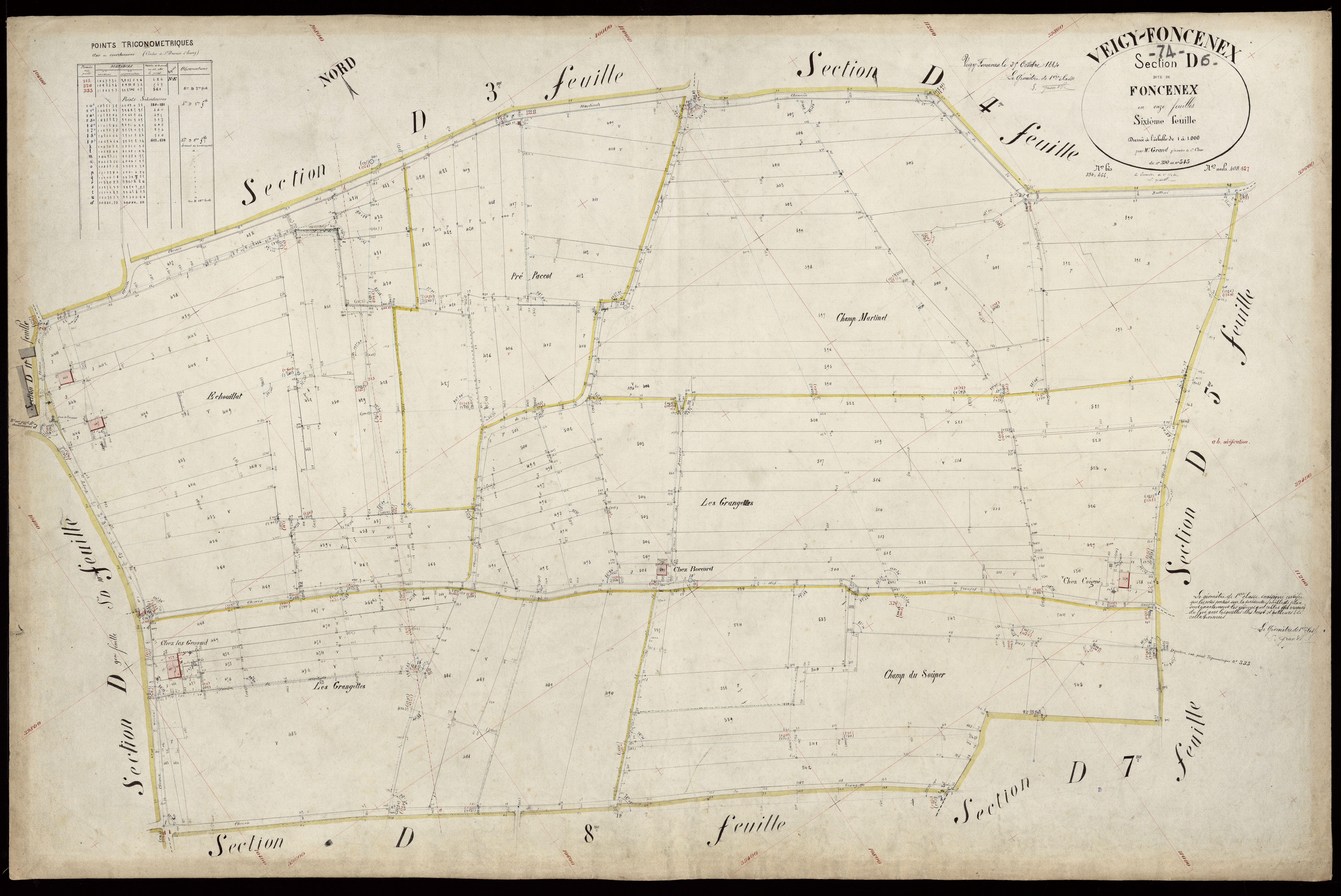 3 P 3 9041 - LACUNE Feuille n° 7, parcelles n° 546 à 605 - 25 octobre 1884