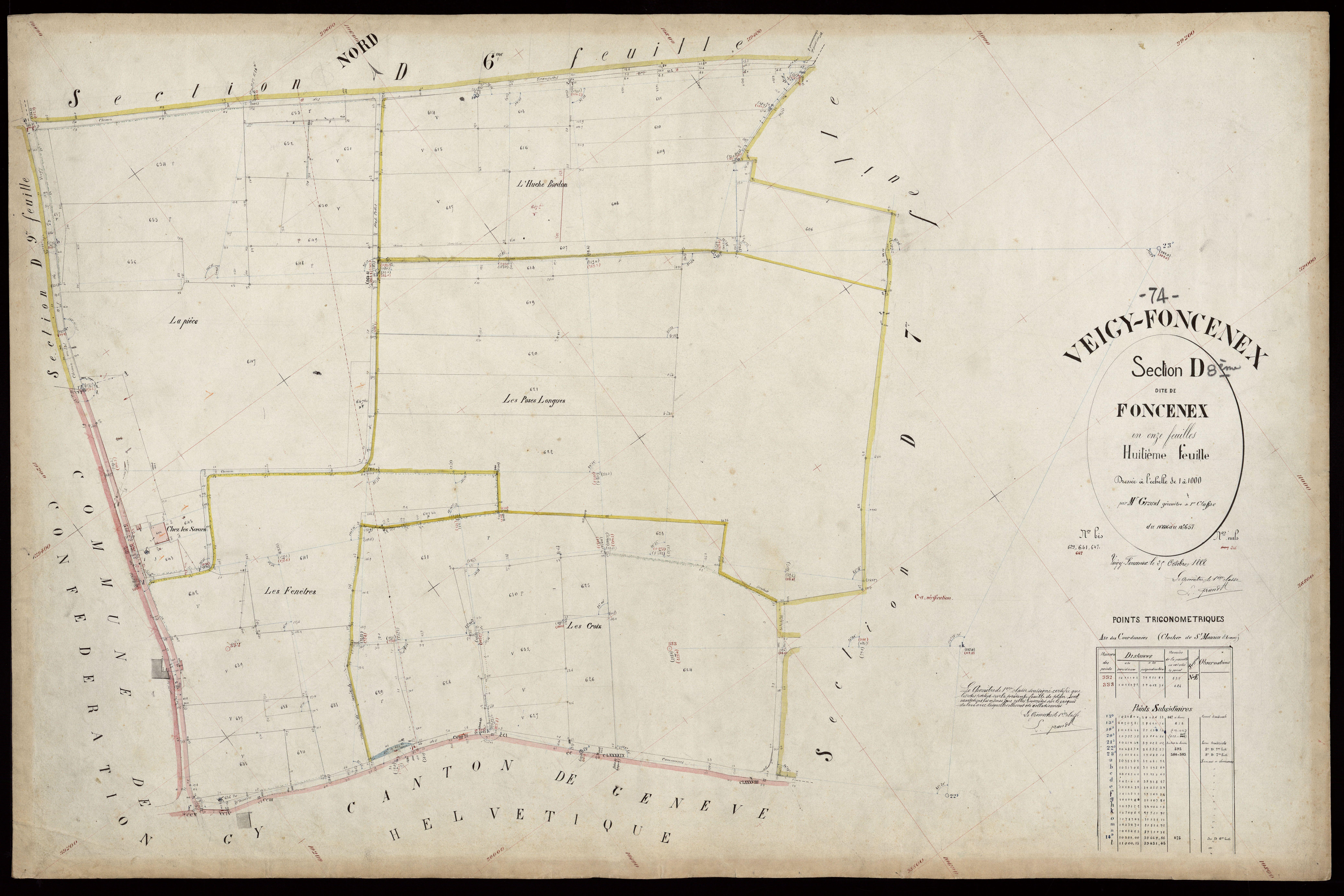 3 P 3 9043 - Feuille n° 9, parcelles n° 658 à 736 - 25 octobre 1884