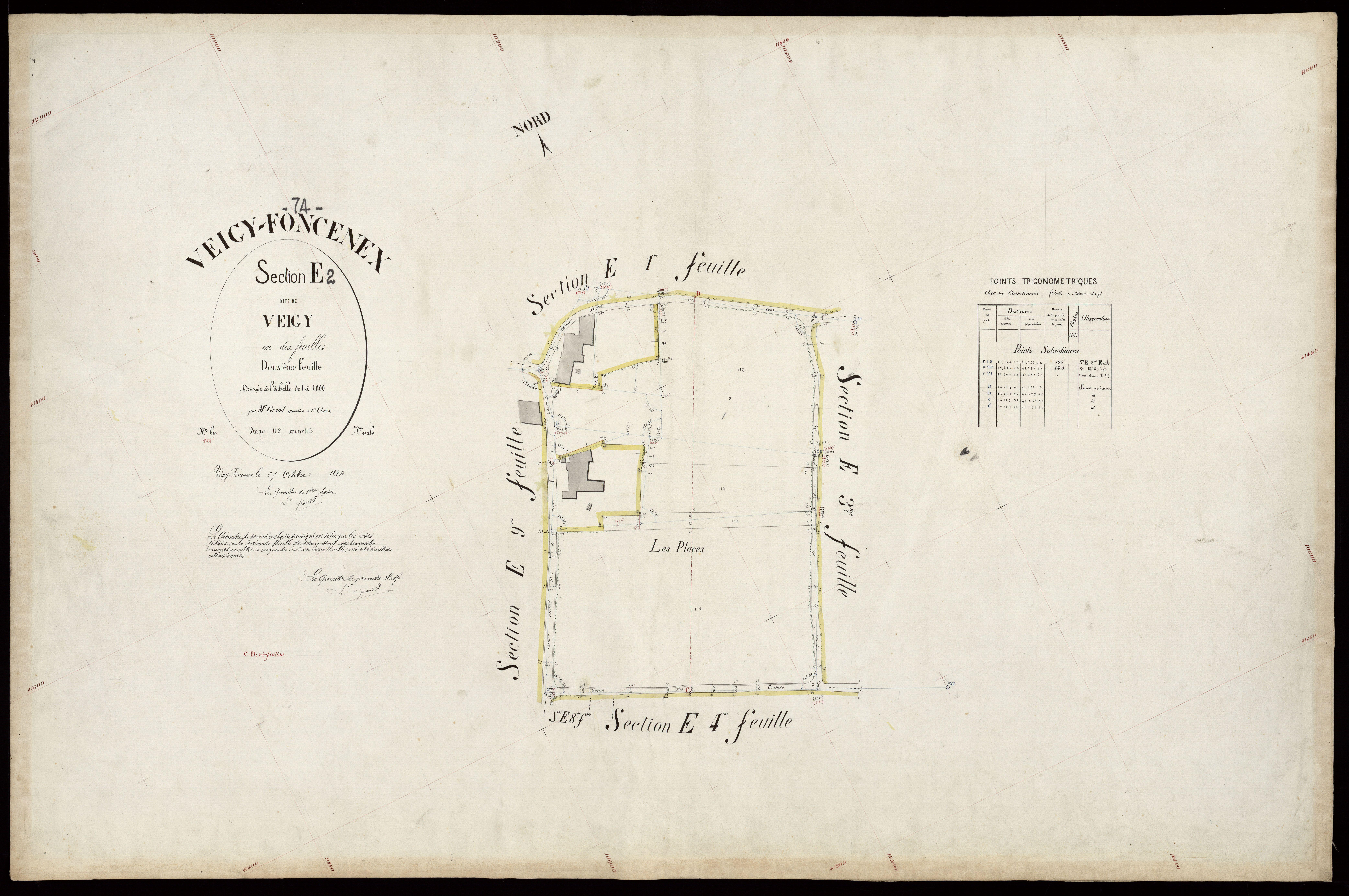 3 P 3 9048 - Feuille n° 3, parcelles n° 116 à 261 - 25 octobre 1884