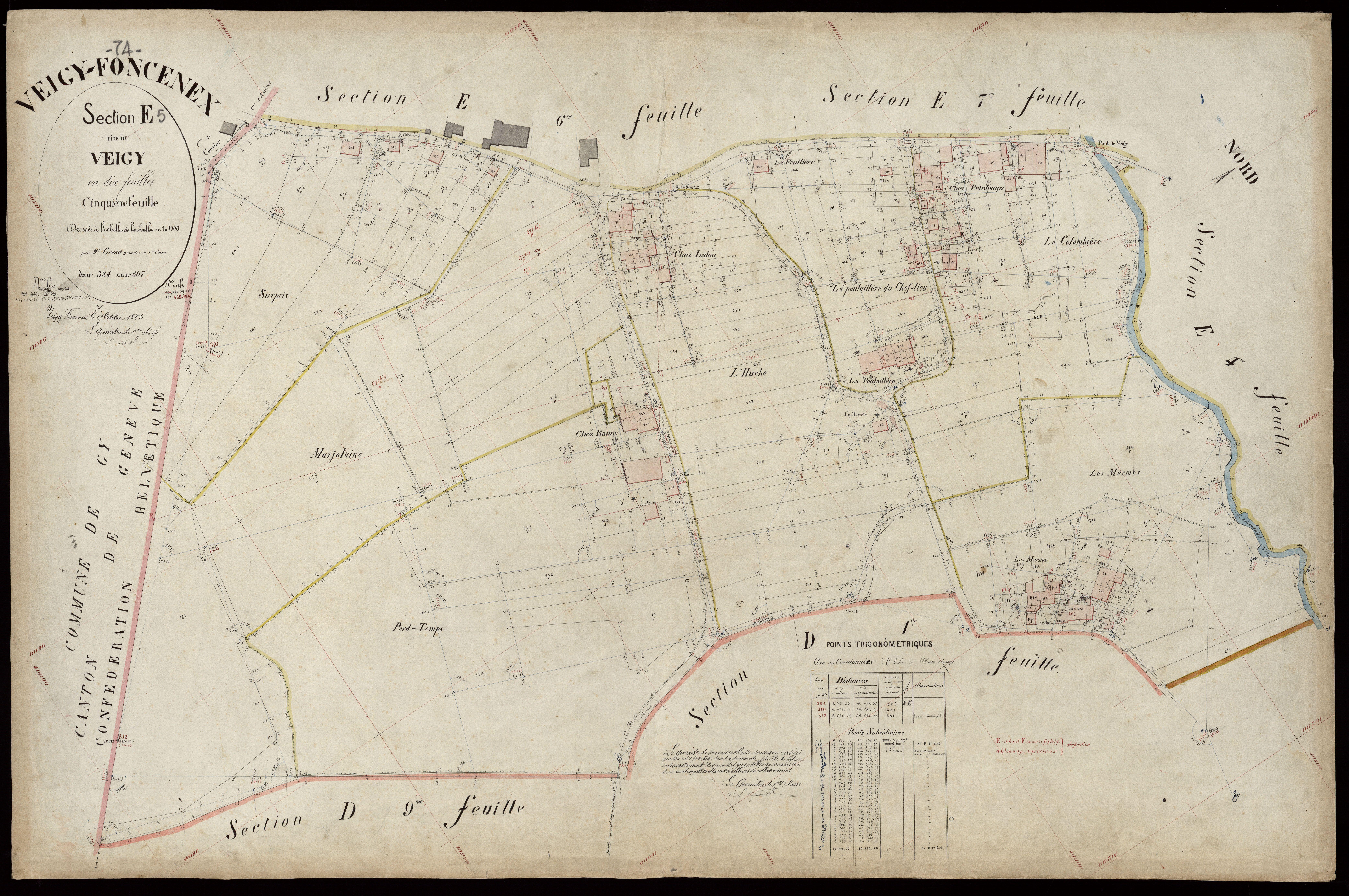 3 P 3 9051 - Feuille n° 6, parcelles n° 608 à 691 - 25 octobre 1884