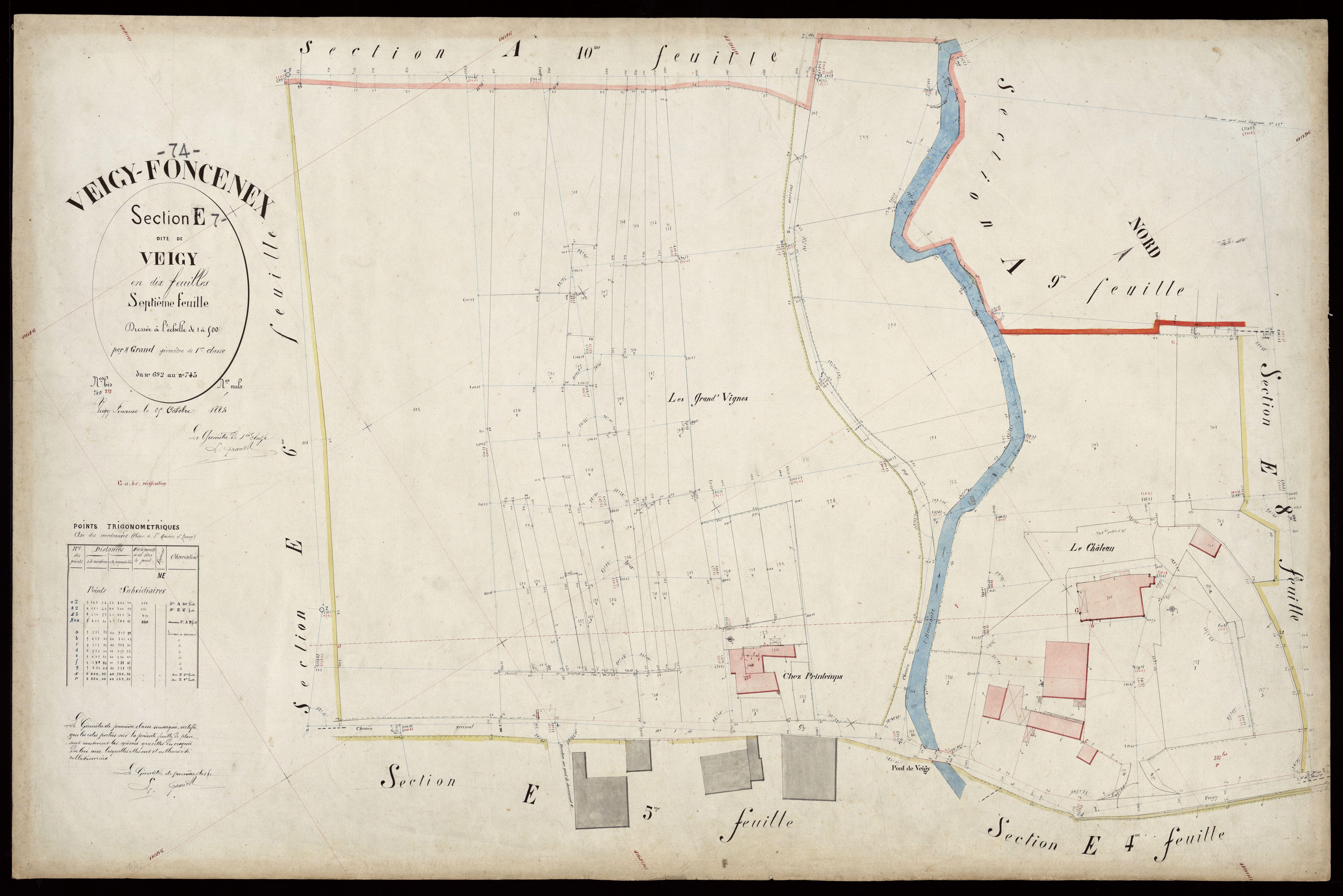 3 P 3 9053 - Feuille n° 8, parcelles n° 746 à 877 - 25 octobre 1884