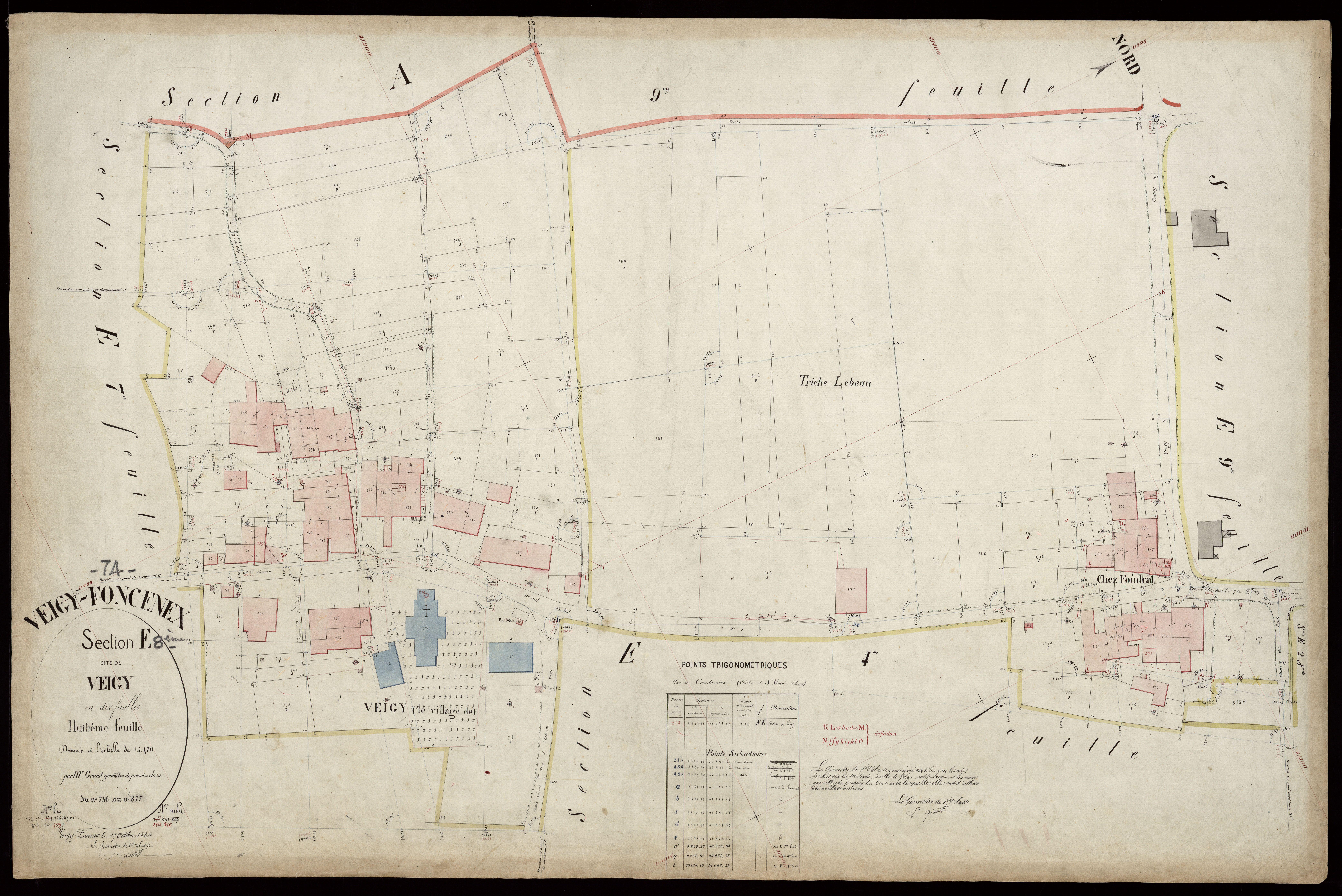 3 P 3 9054 - Feuille n° 9, parcelles n° 878 à 1034 - 25 octobre 1884