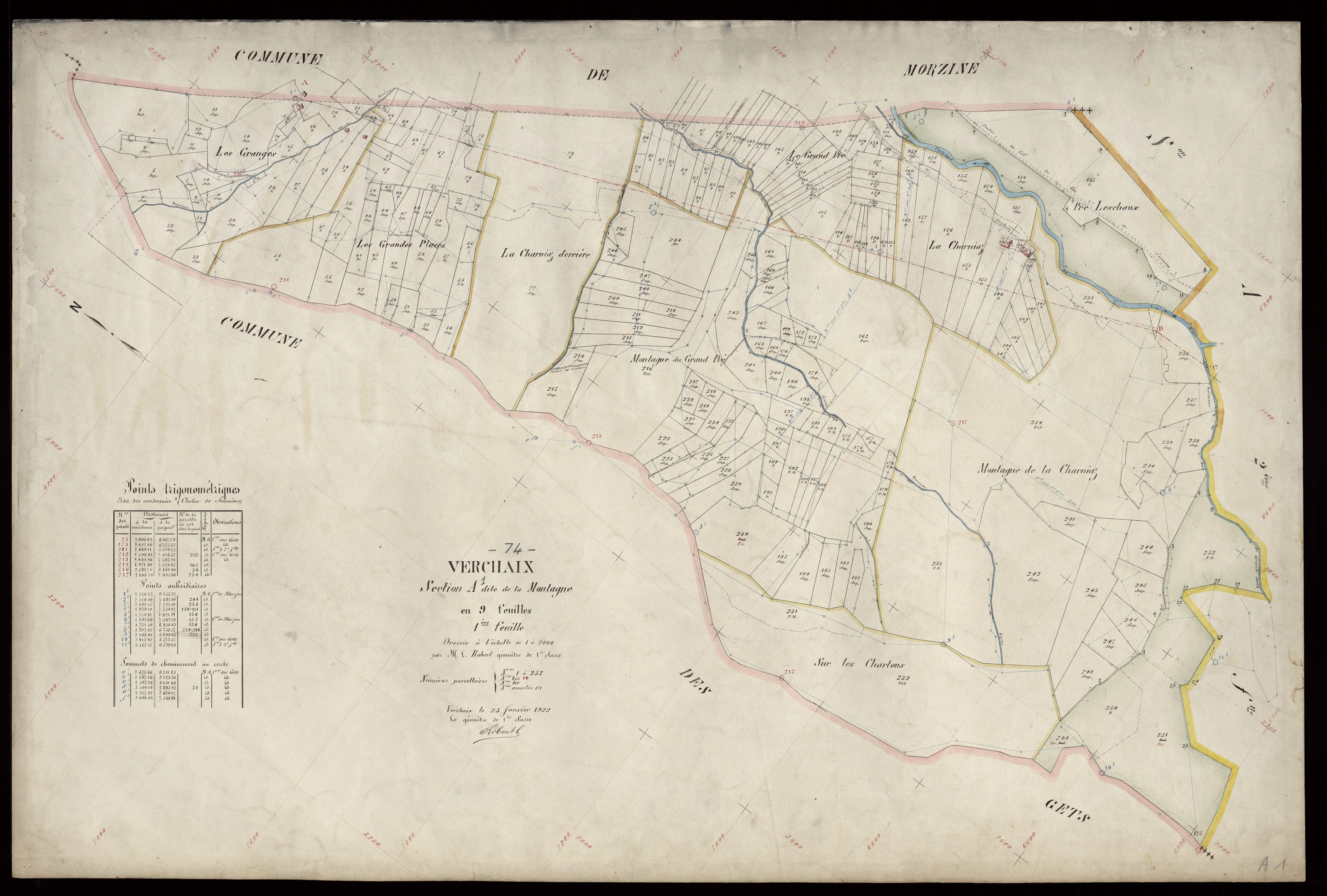 3 P 3 9059 - Feuille n° 2, parcelles n° 253 à 277 - 25 février 1922