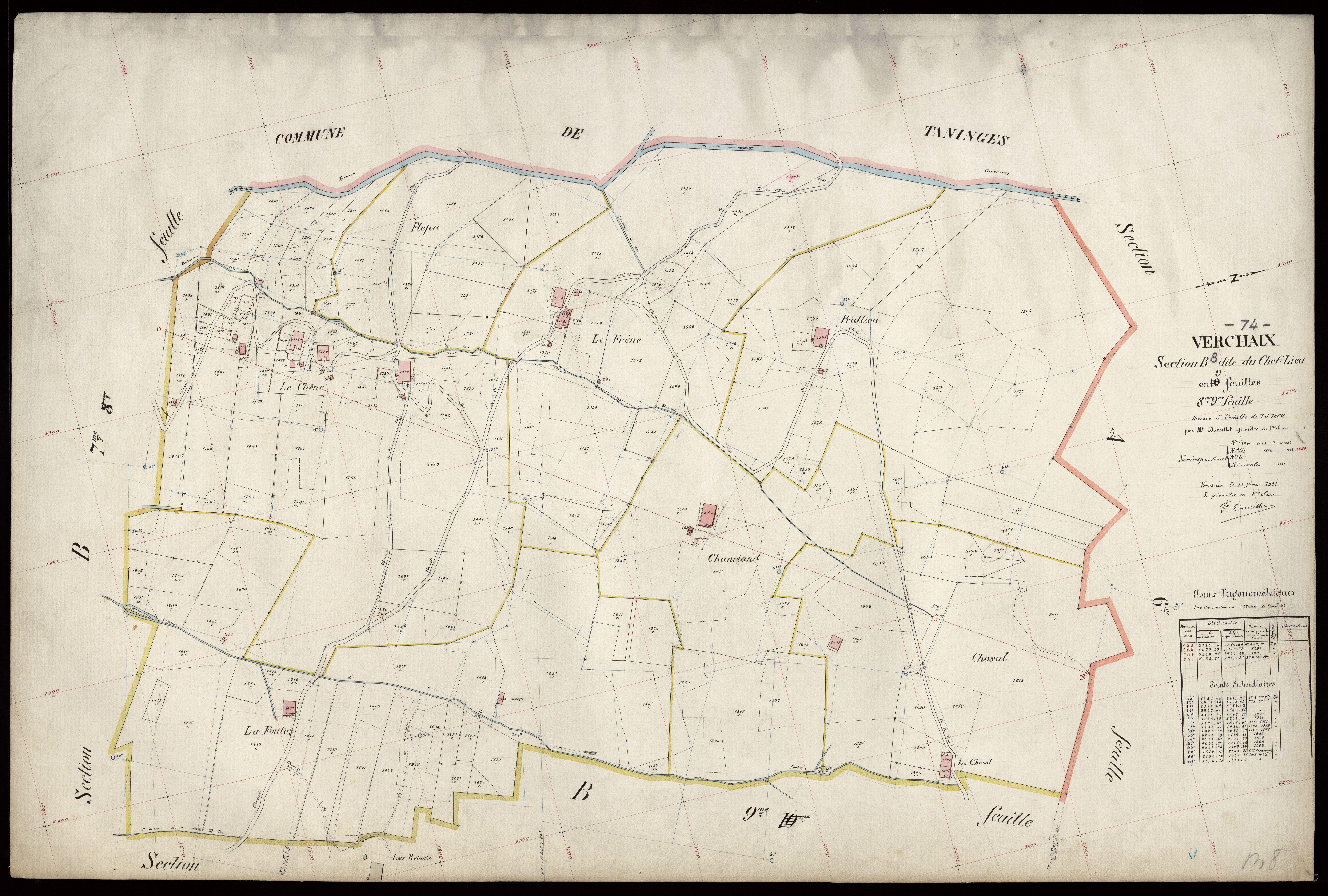 3 P 3 9075 - Feuille n° 9, parcelles n° 1614 à 1909 - 15 février 1922
