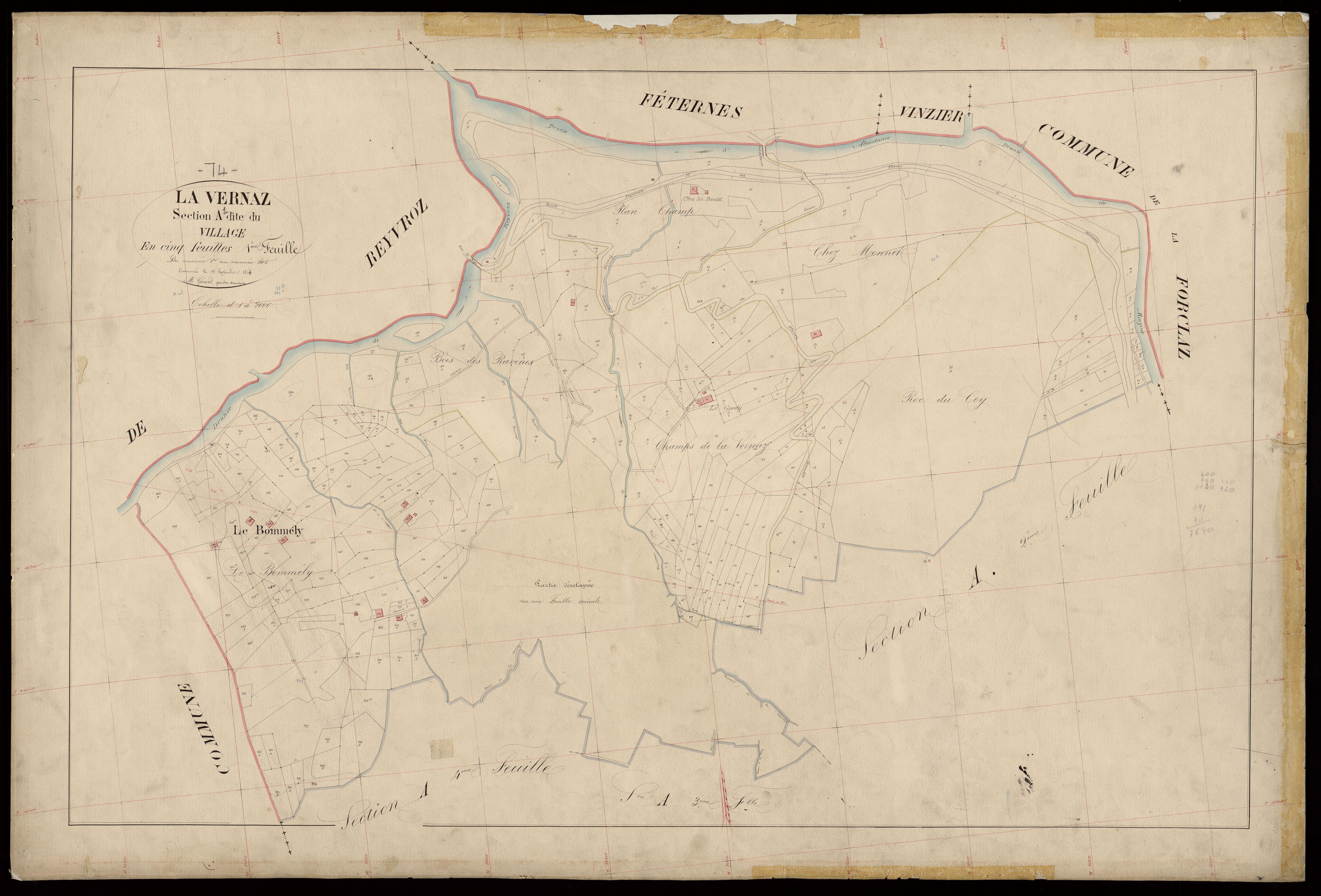 3 P 3 9078 - Feuille n° 1 bis, parcelles n° 132 à 405 -