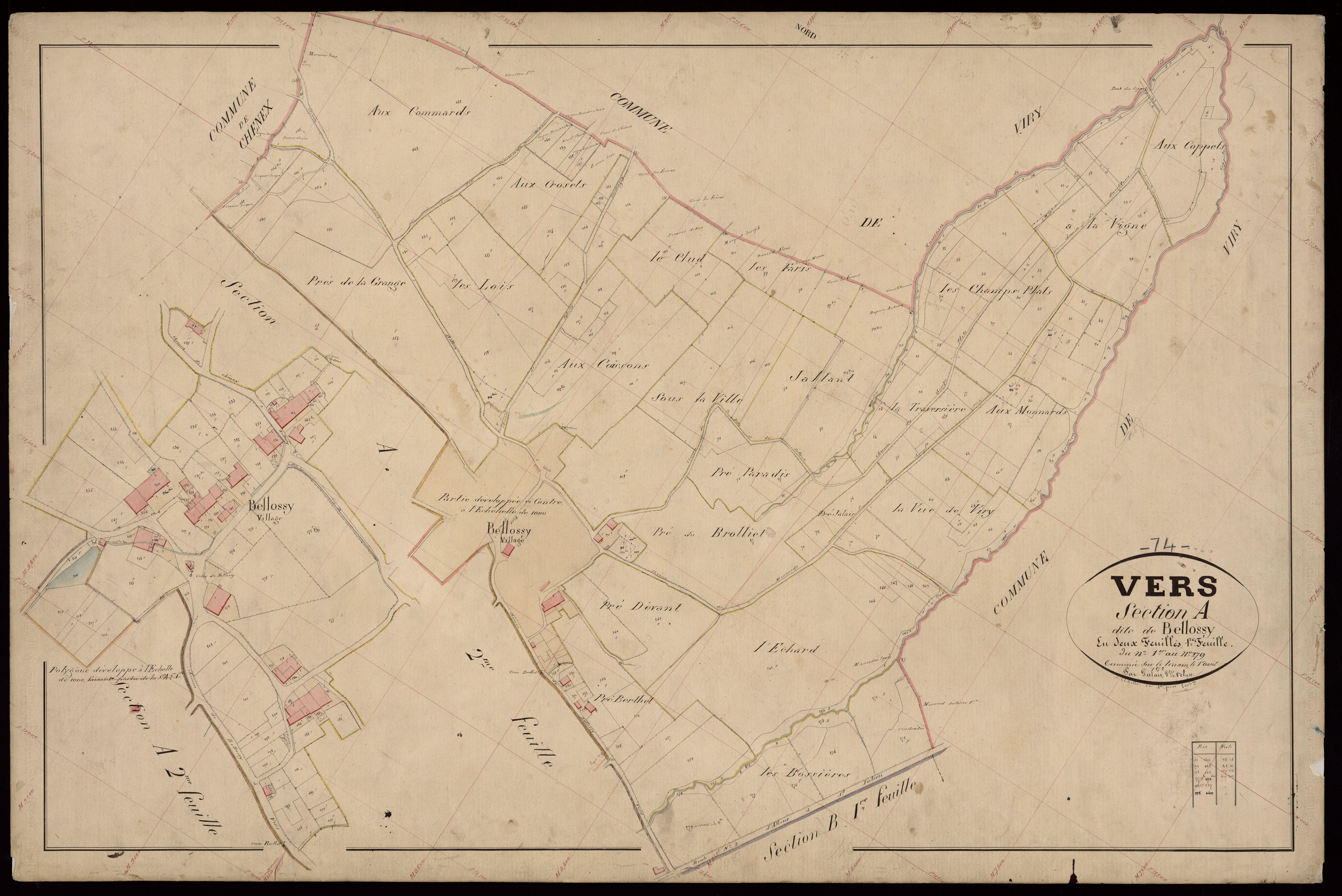 3 P 3 9094 - Feuille n° 2, parcelles n° 280 à 565 - 1er mars 1872