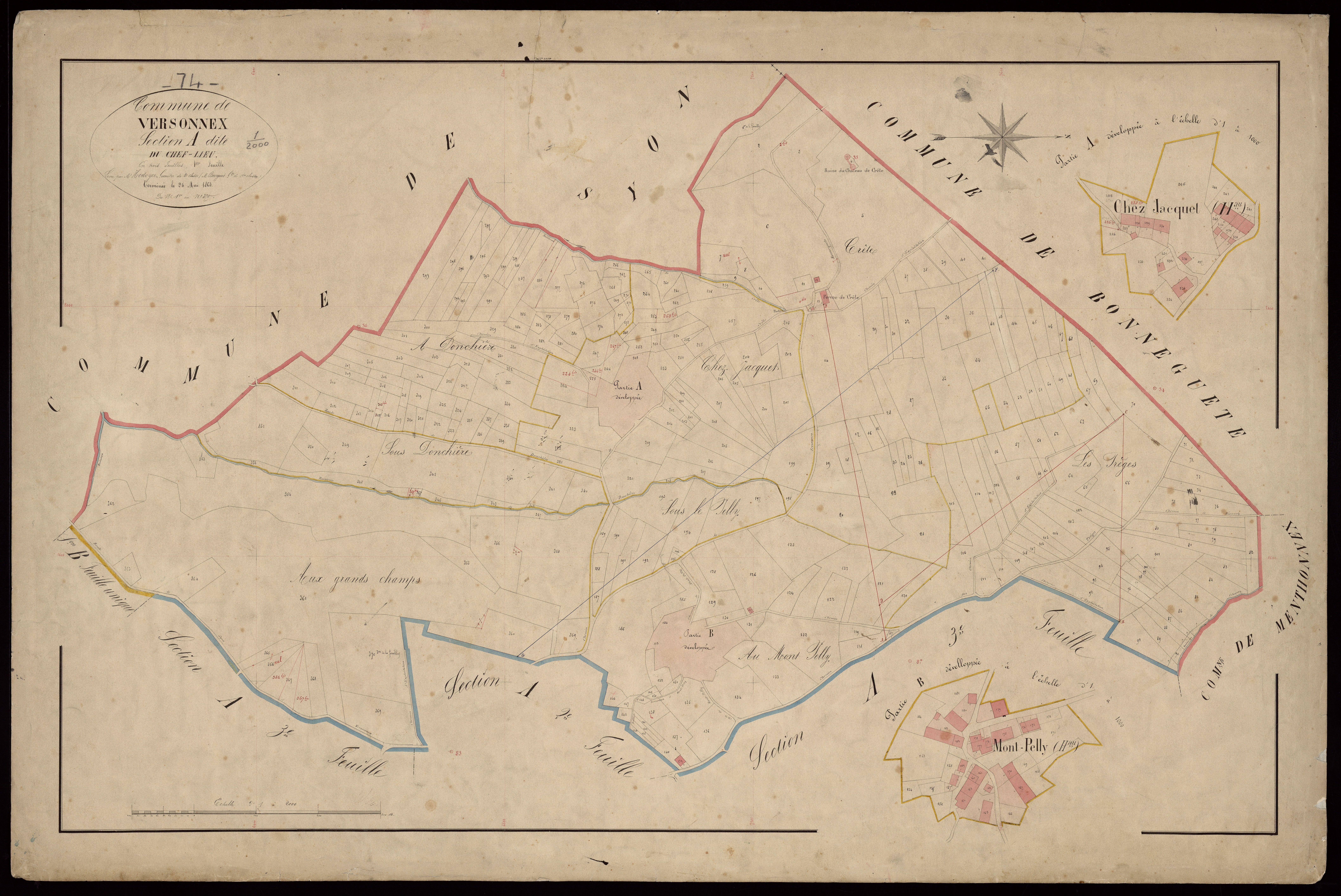 3 P 3 9104 - Feuille n° 2, parcelles n° 371 à 471 - 25 mai 1863