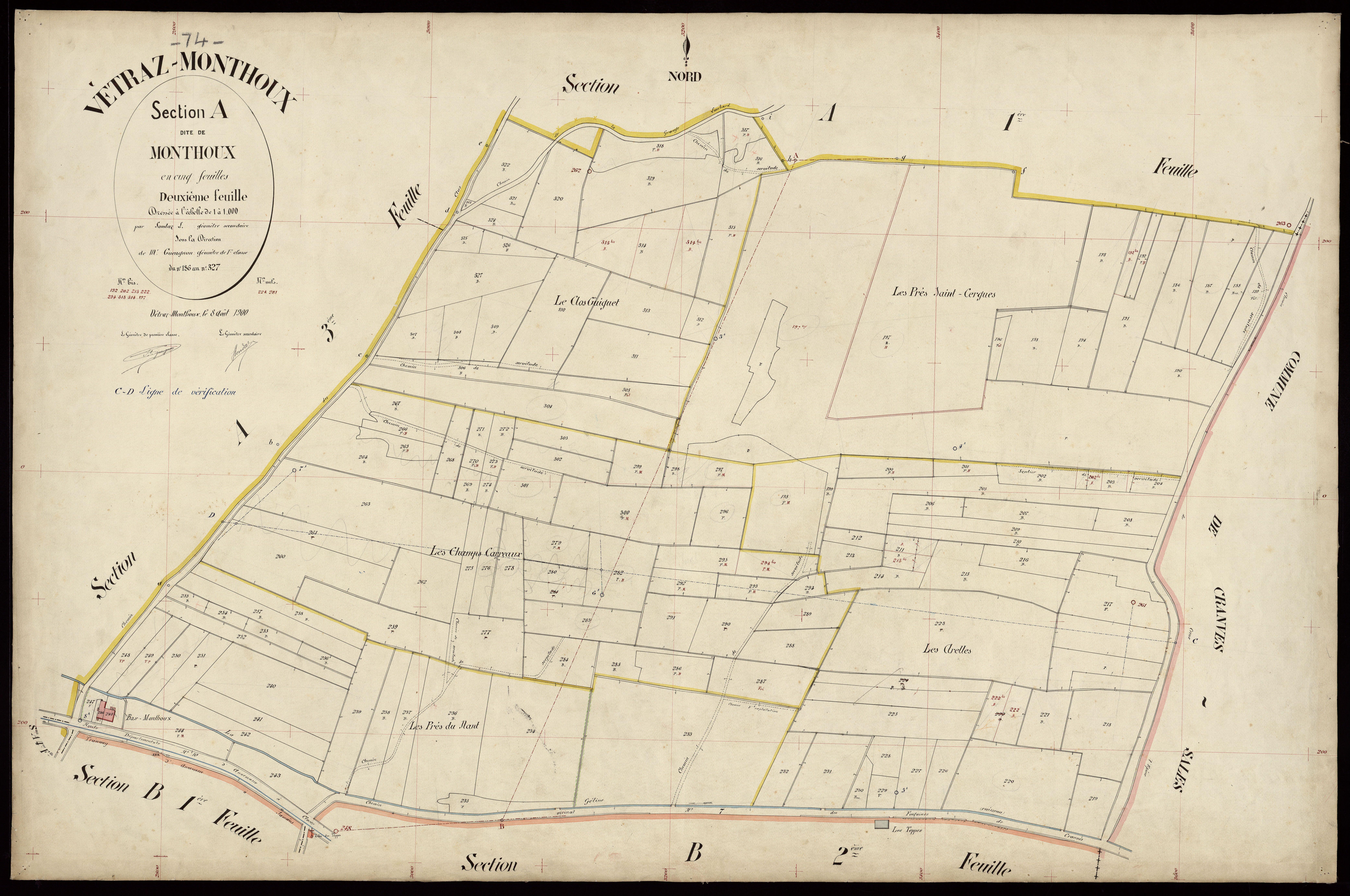 3 P 3 9114 - Feuille n° 3, parcelles n° 328 à 519 - 8 août 1900