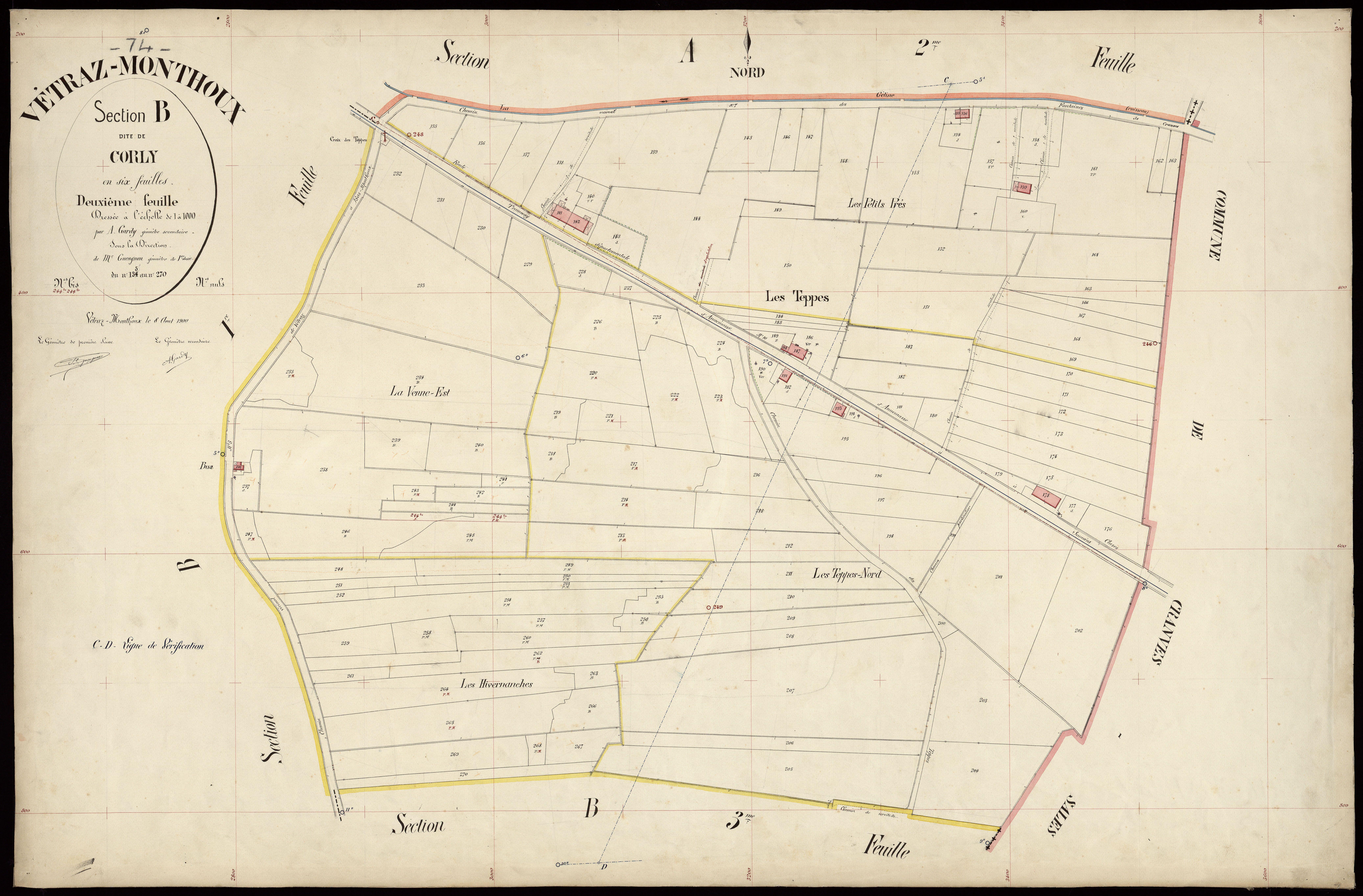 3 P 3 9119 - Feuille n° 3, parcelles n° 271 à 321 - 8 août 1900