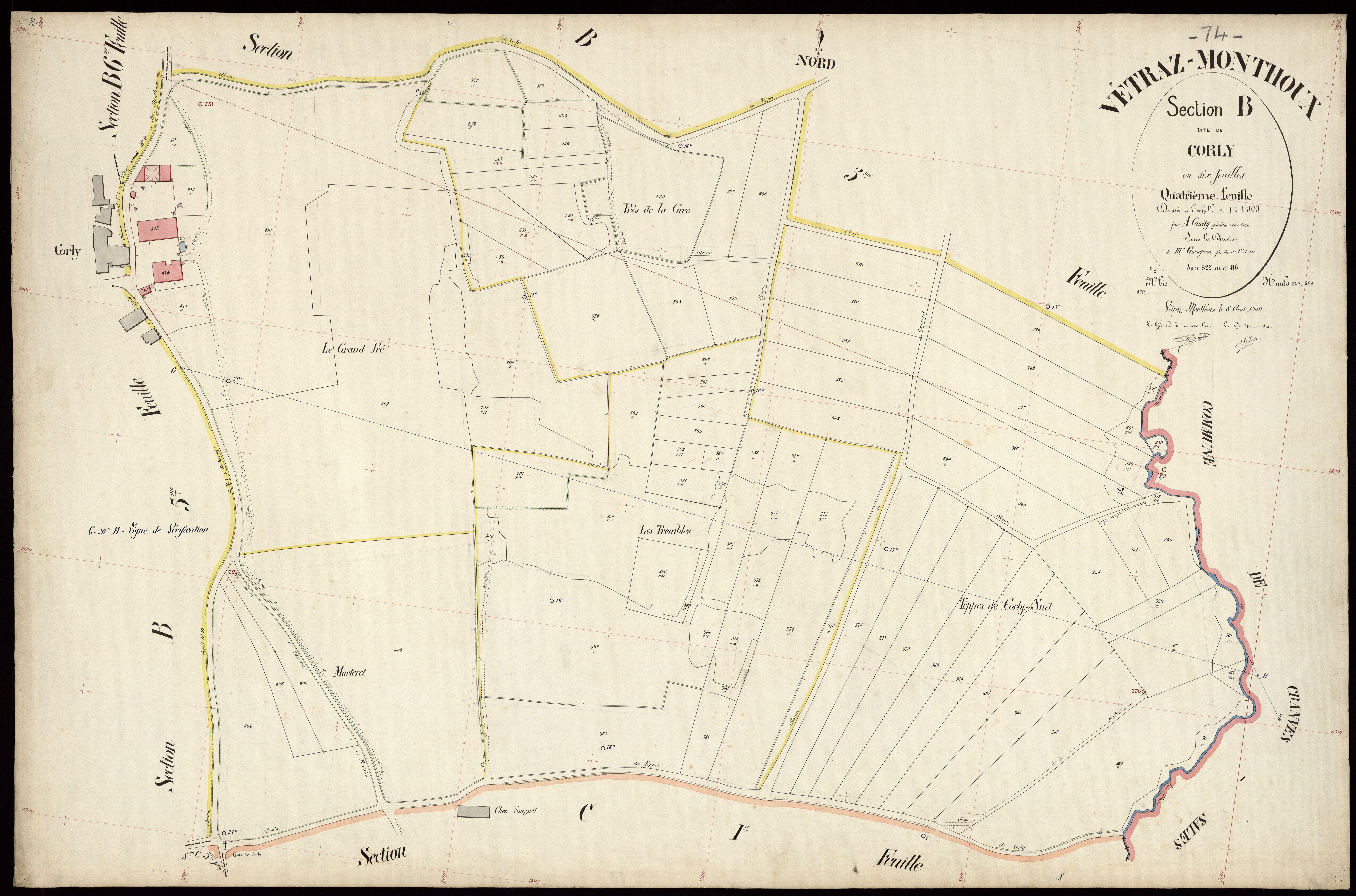 3 P 3 9121 - Feuille n° 5, parcelles n° 417 à 590 - 8 août 1900