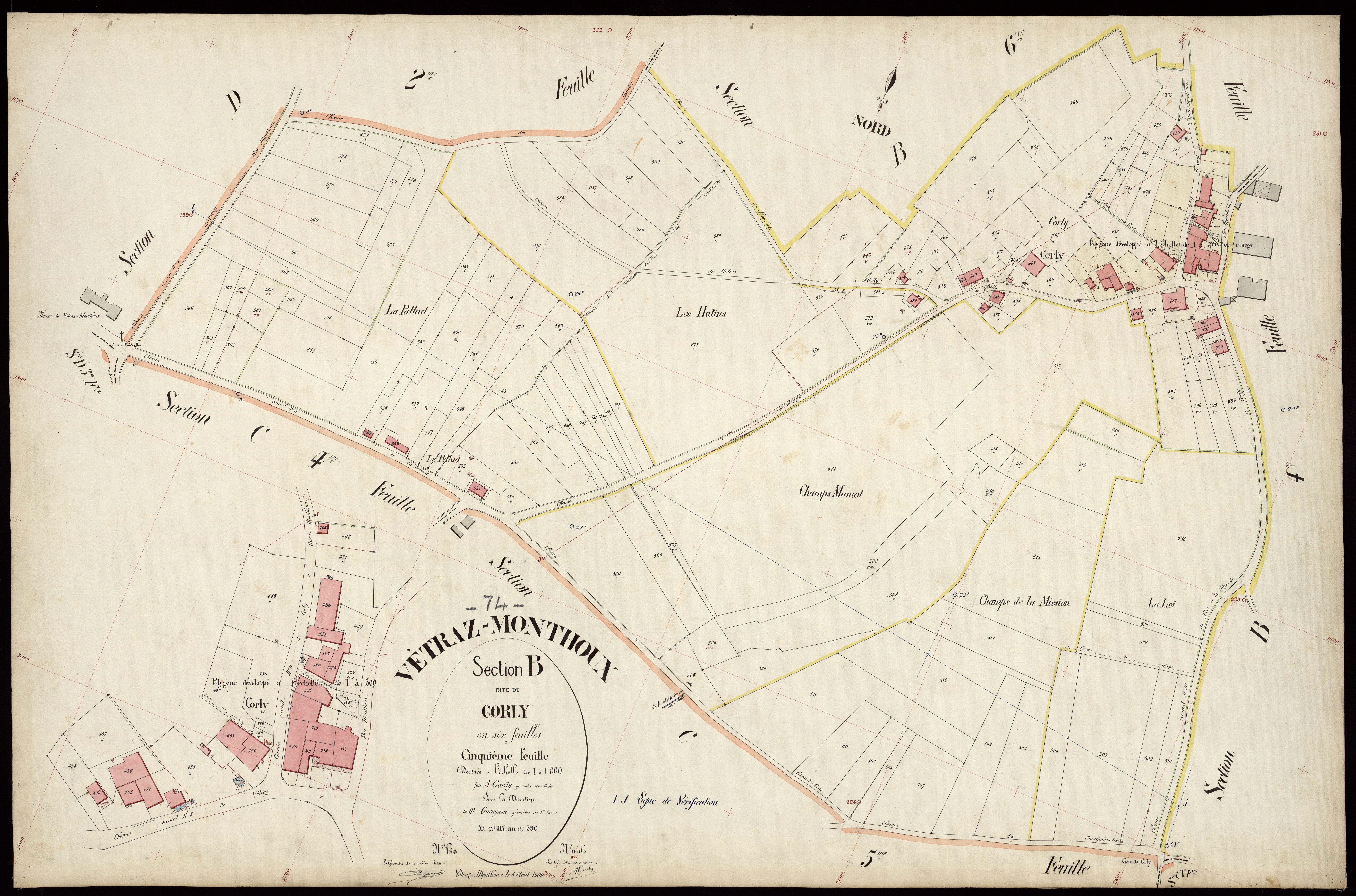 3 P 3 9122 - Feuille n° 6, parcelles n° 591 à 669 - 8 août 1900