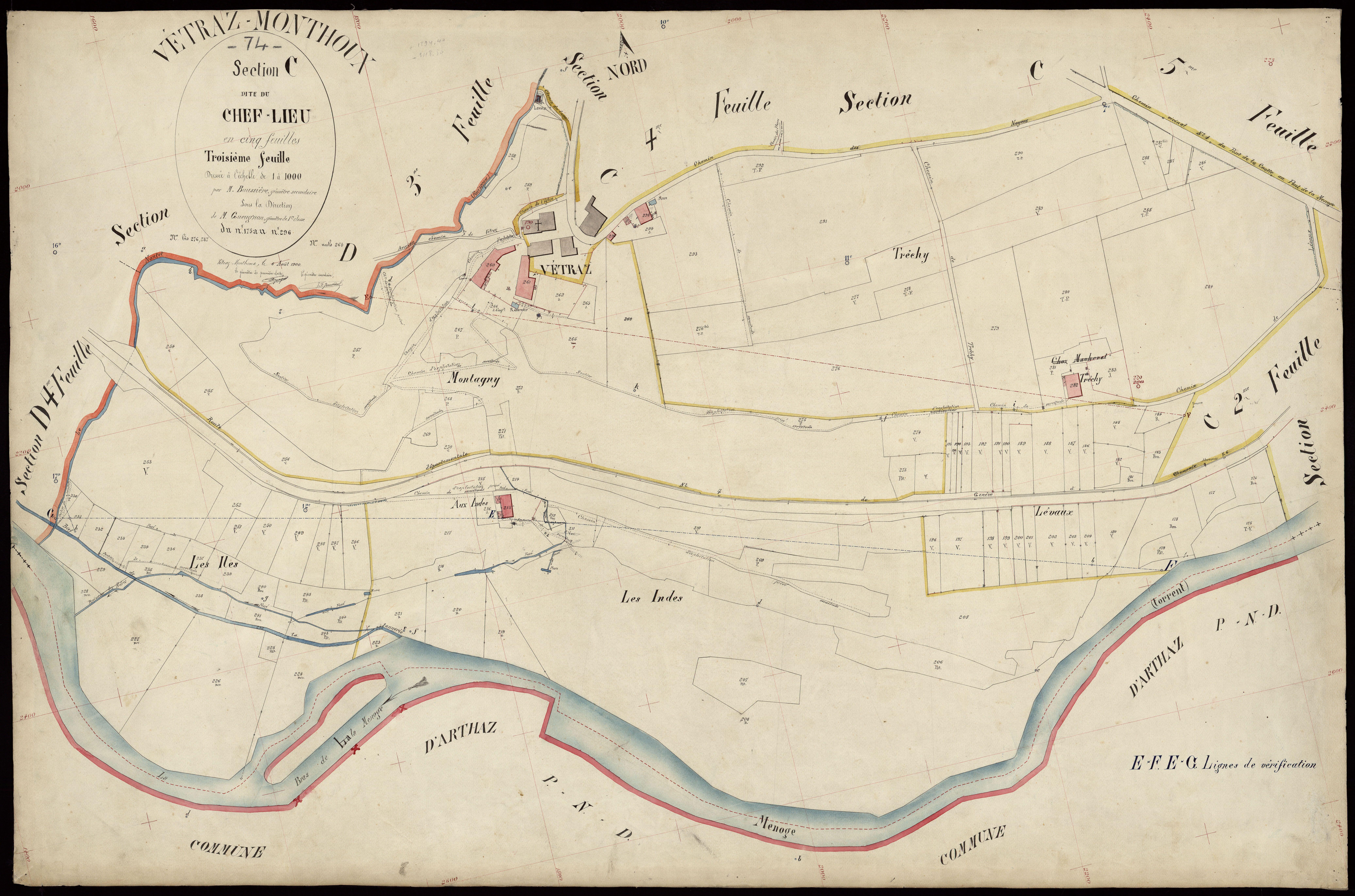 3 P 3 9126 - Feuille n° 4, parcelles n° 297 à 385 - 8 août 1900