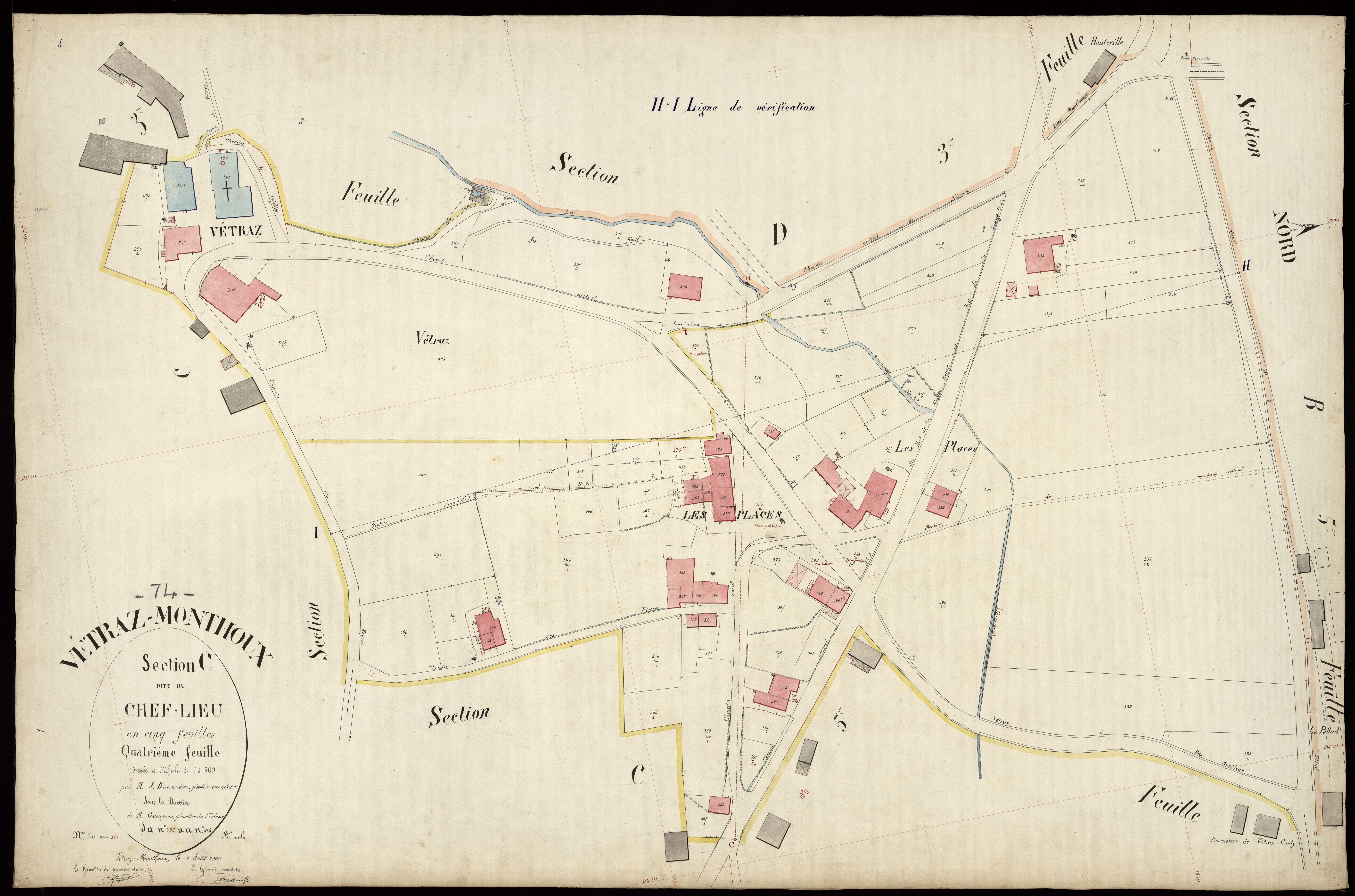 3 P 3 9127 - Feuille n° 5, parcelles n° 386 à 472 - 8 août 1900