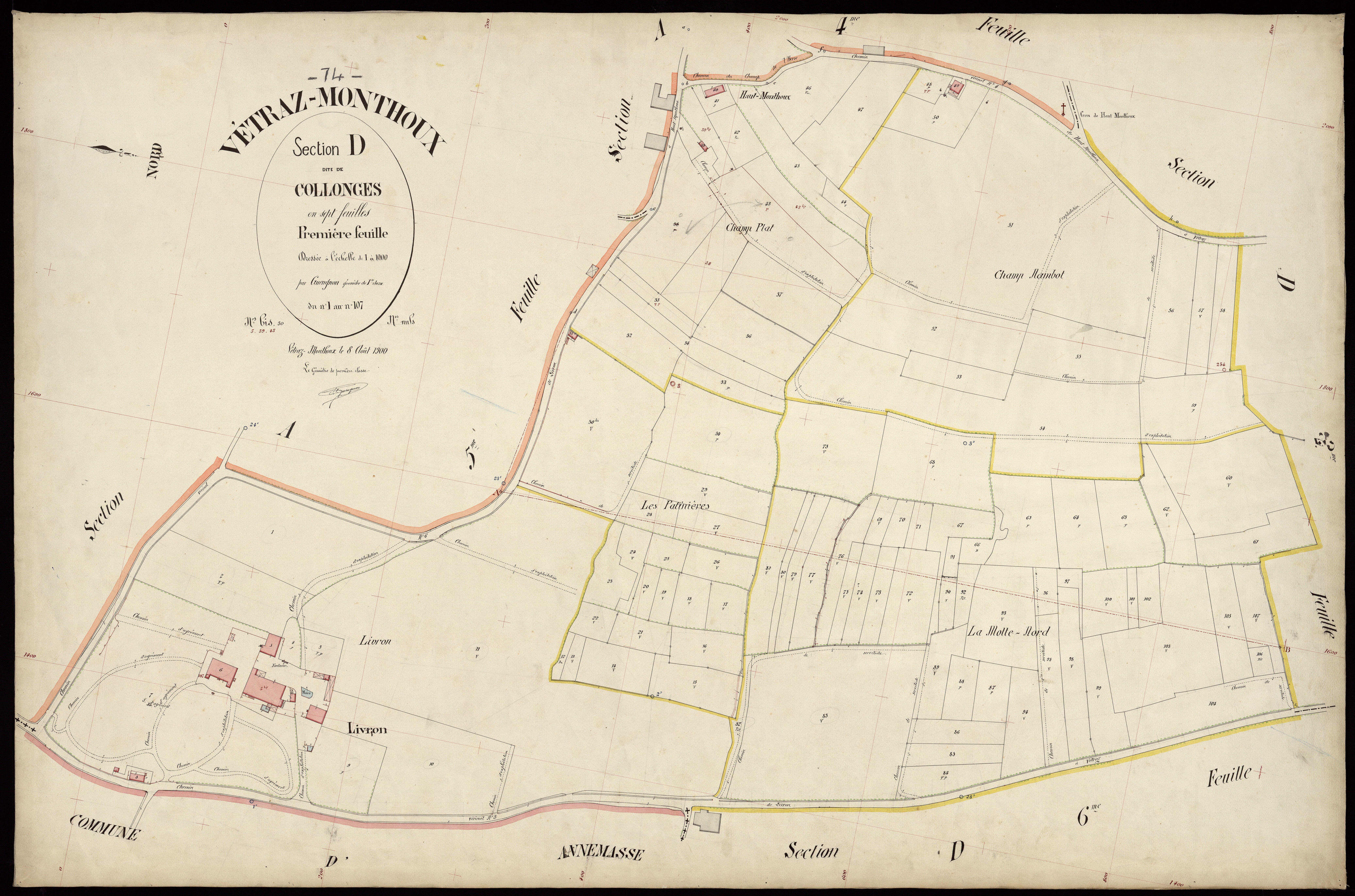 3 P 3 9129 - Feuille n° 2, parcelles n° 108 à 295 - 8 août 1900