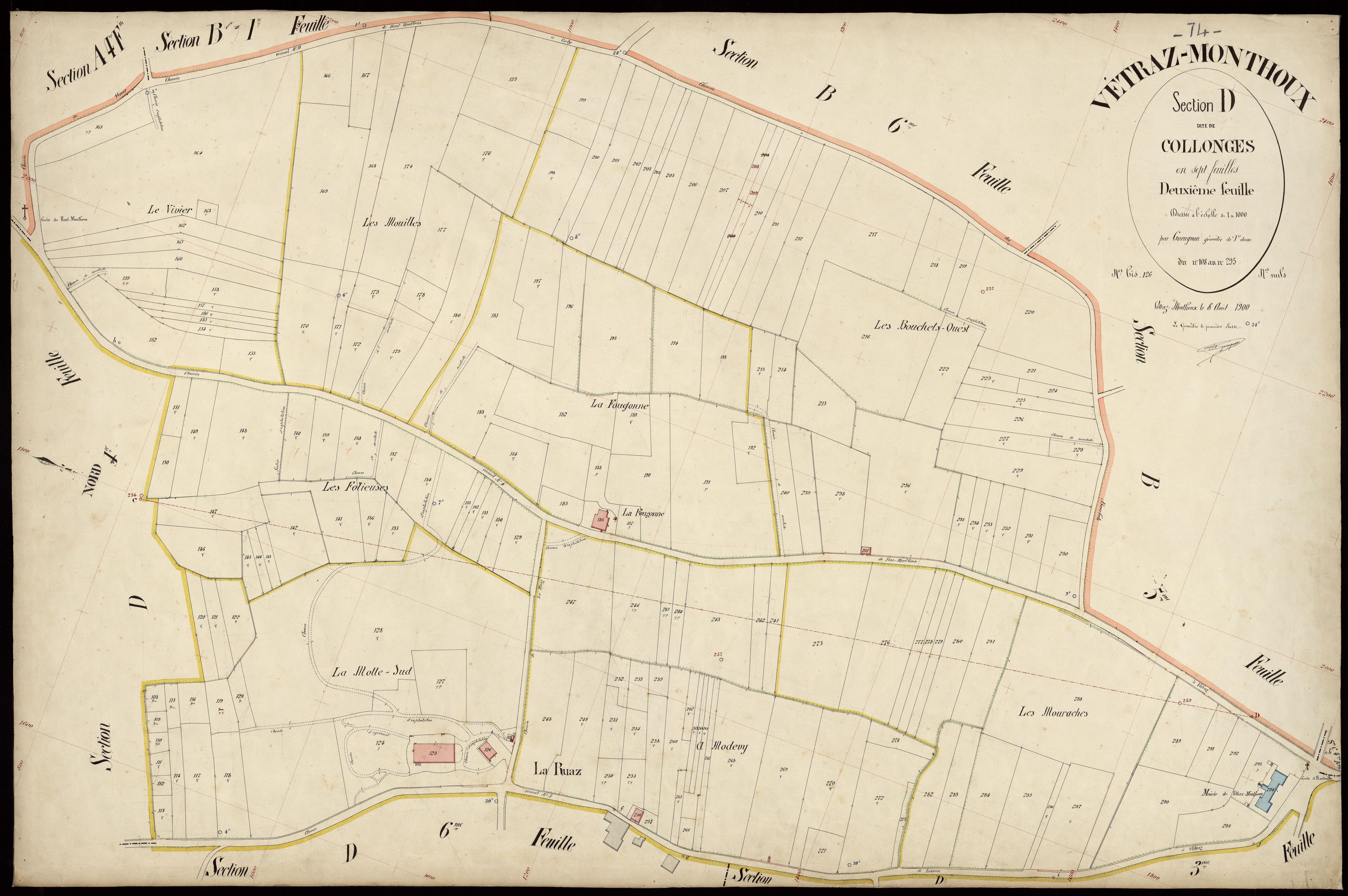 3 P 3 9130 - Feuille n° 3, parcelles n° 296 à 468 - 8 août 1900